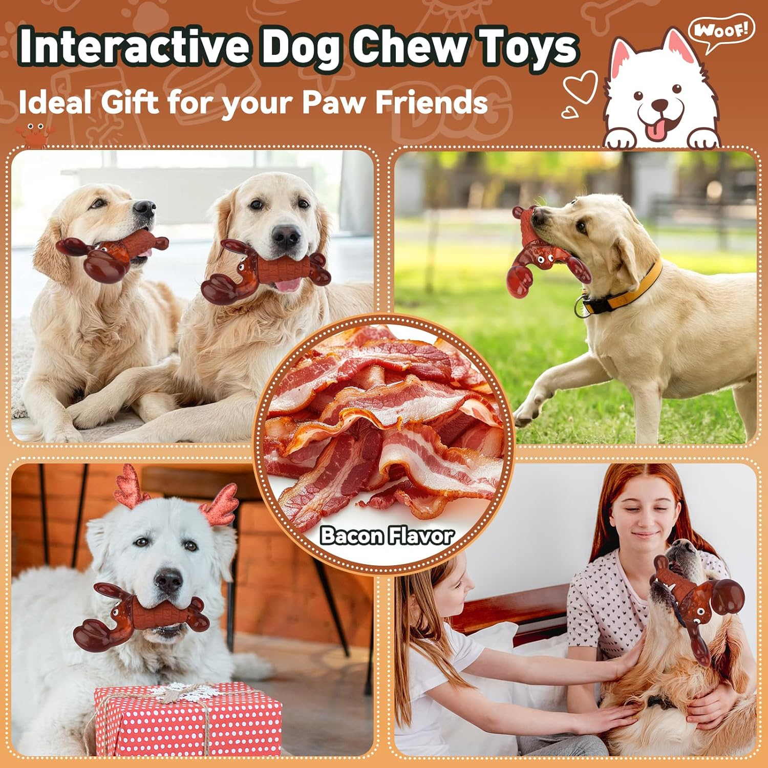 Dog Toys for Aggressive Chewers, Interactive Dog Chew Toys for Large Dogs, Indestructible Squeaky Dog Toys to Keep Them Busy, Tough Dog Toys for Medium/Large Breed Dogs (Red, Squeaky Lobster) - Red image number 2