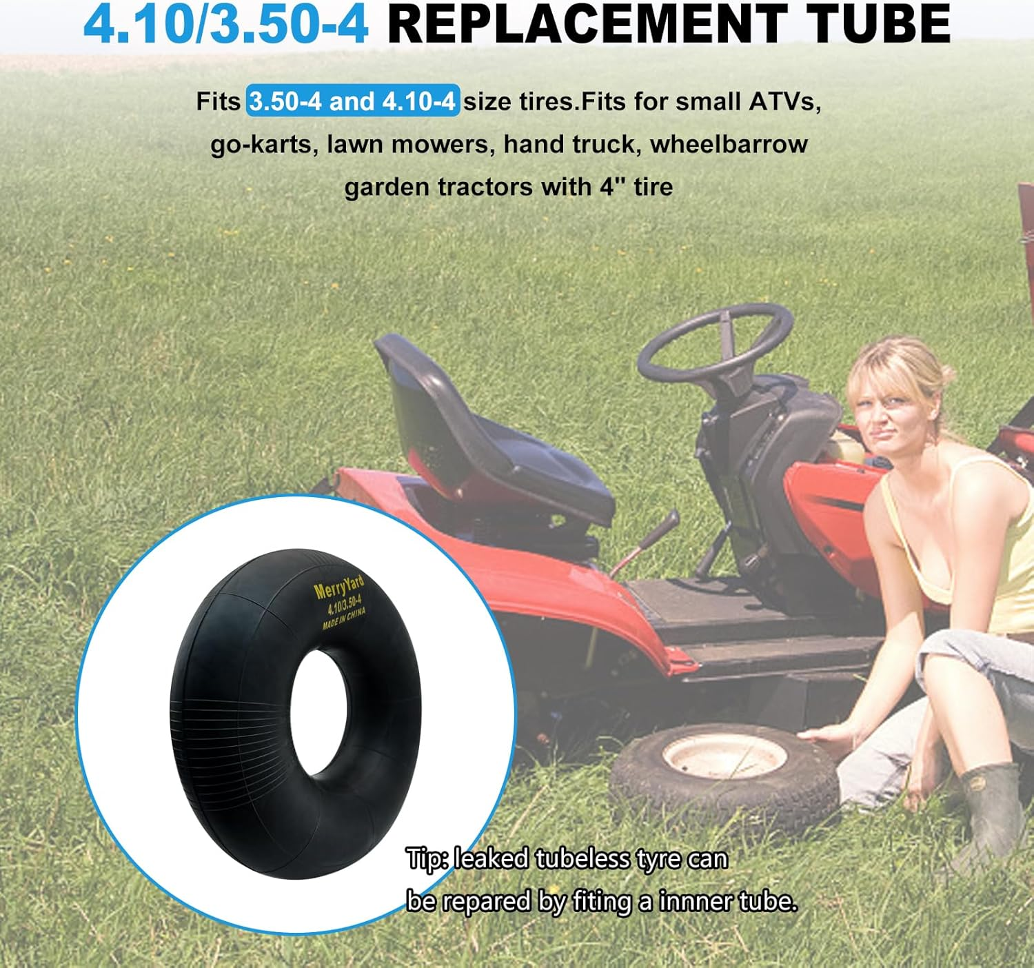 2-Pack of 4.10/3.50-4" Inner Tubes,Tr87 Bent Valve Stem,High Air Tightness,Heavy Duty Replacement for Hand Truck,Wheelbarrows,Mowers,Utility Wagon,And More-For 410/350-4 Wheel