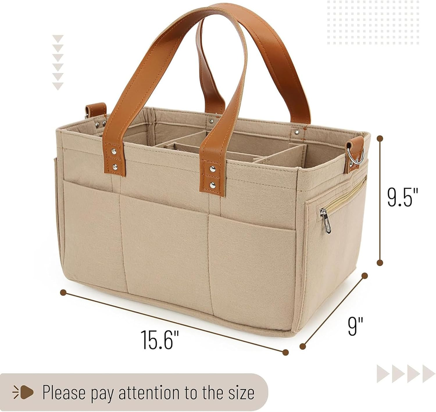 Diaper Bag - Nappy Storage Organiser, Large Capacity Felt Nappy Changing Bag, Portable Storage Basket for Nursery Utensils