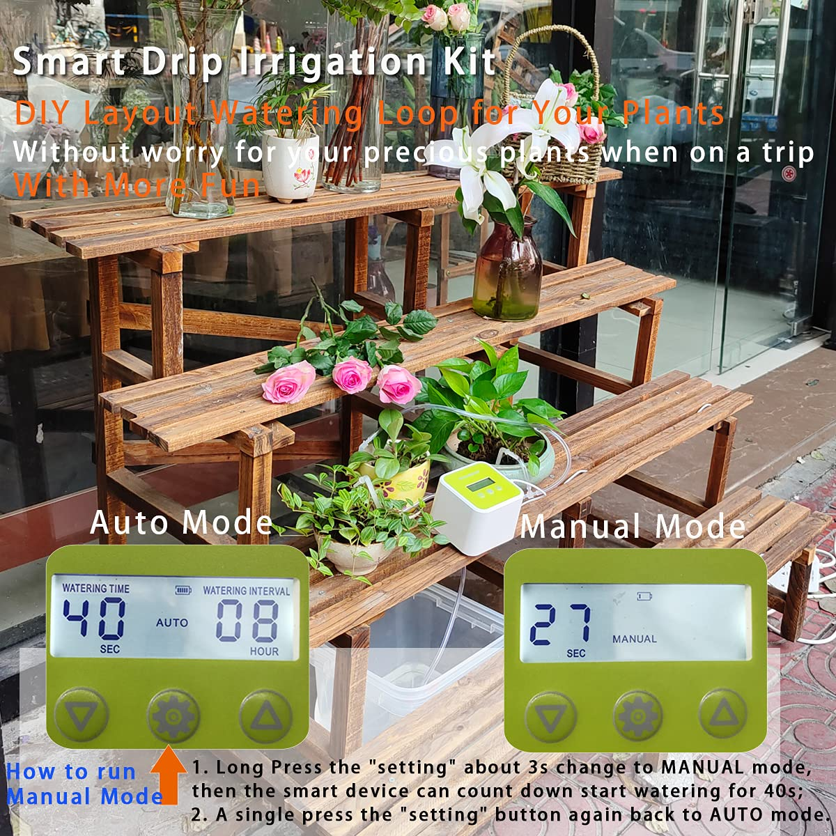 UCINNOVATE Upgraded Automatic Drip Irrigation Kit with Timer, Self Watering System with DIY 30-Day Programmable, Houseplants Greenhouse Watering Equipment for Potted Plants Powered by USB & Battery image number 3