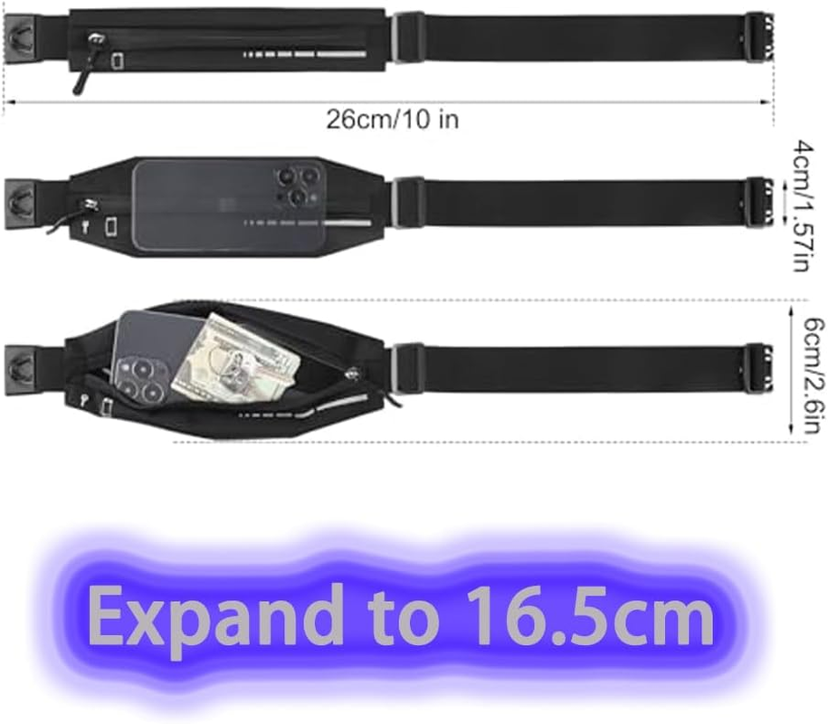 Slim Running Belt Fanny Pack, Adjustable Reflective Phone Holder Runners Waist Pouch Belt for Workout, Money Belt Running Gift Gear Accessories image number 5