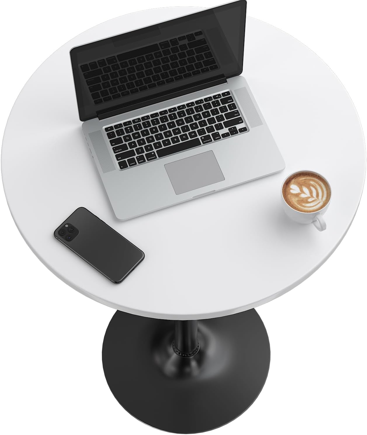 Furmax Bistro Pub Table round Bar Height Cocktail Table Metal Base MDF Top Obsidian 60.5Cm Top, 100Cm Height image number 4