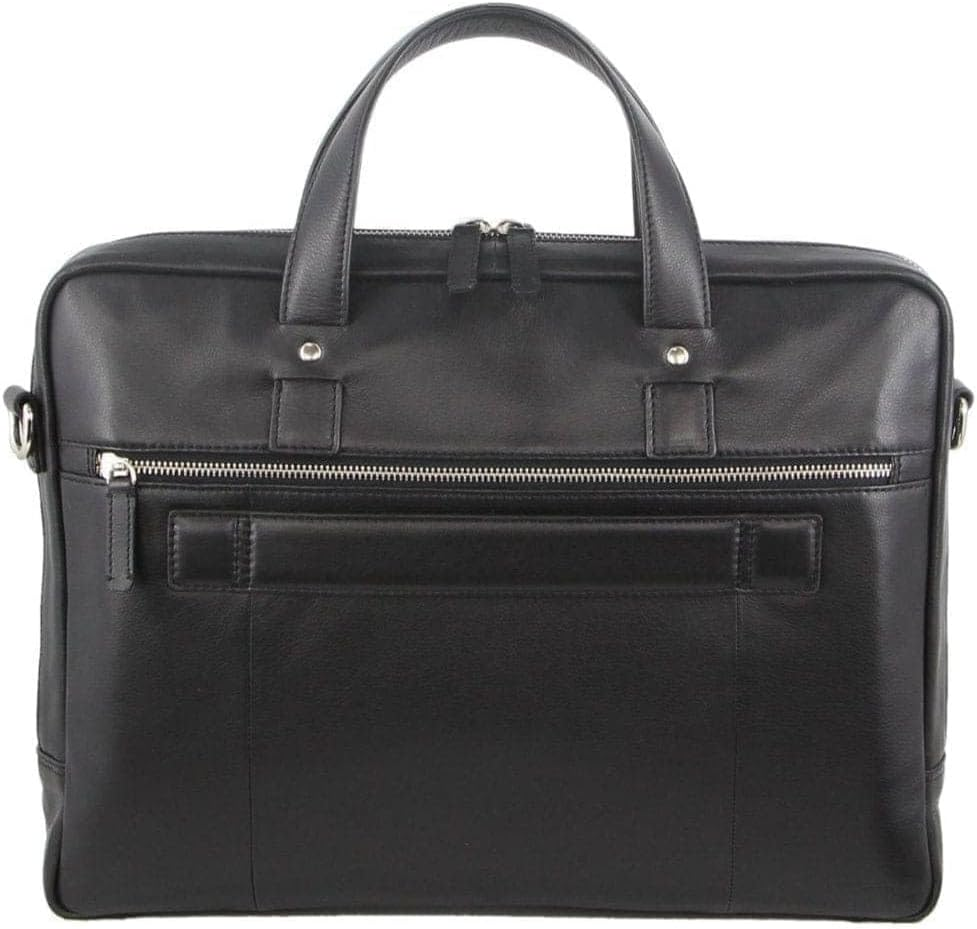 Pierre Cardin Mens Pebbled Leather Computer Laptop Bag Travel Overnight - Black image number 2