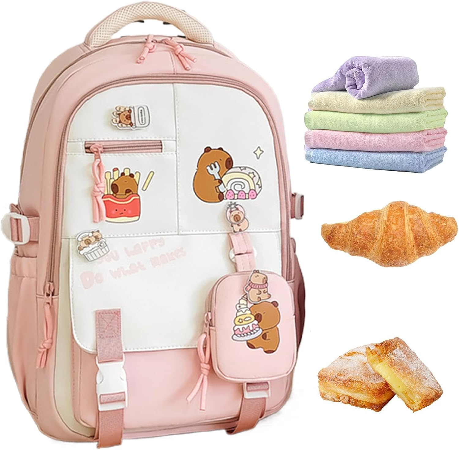 Gupcaqosjw Capybara Backpack for Girls - Cute Cartoon Kids Travel Back Pack for Girls,Stylish Schoolbag with Adjustable Straps for School Travel Outing Beach Weekend Trip