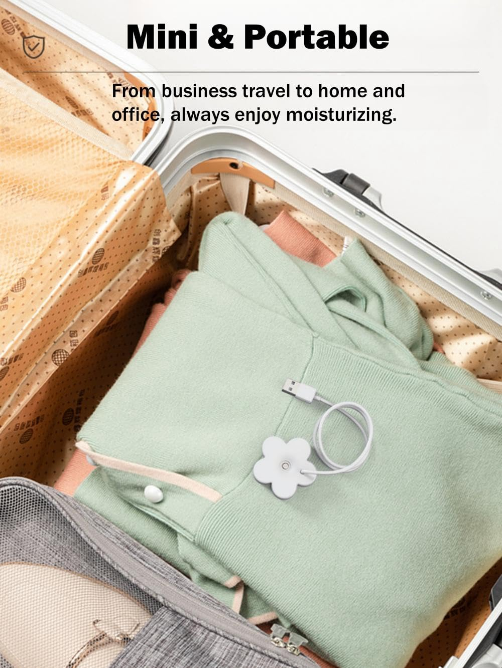 USB Mini Flower Humidifier, Portable Personal Air Humidifier Mist Machine Fog Maker for Home Bedroom Office Desktop (Flower-Blue+Red) image number 4