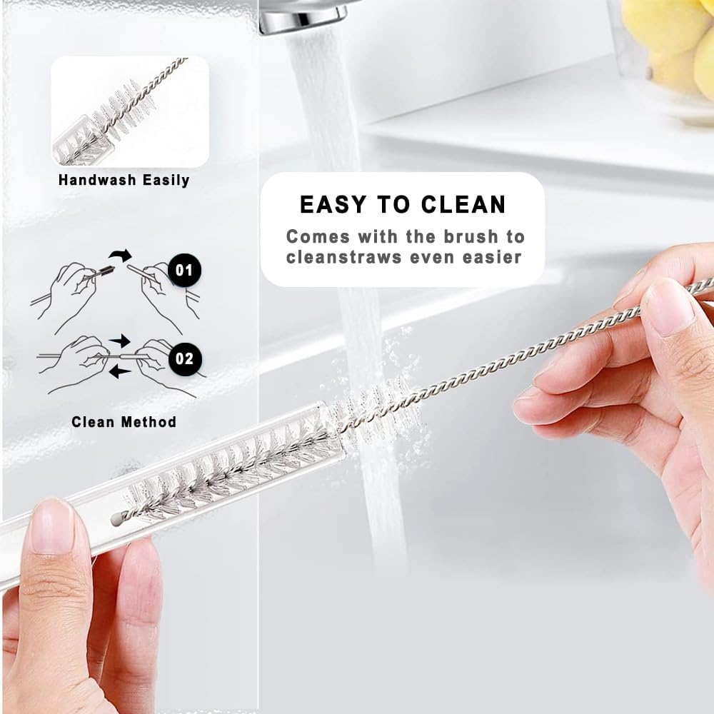 Replacement Straws for Stanley 10/20/30/40 Oz Quenther Tumbler Stanley Cup, 6 Plastic Straws with Cleaning Brush, Reusable, Perfect for Stanley 40 Oz Cups, Plastic Clear Straw Stanley Cup Accessories image number 4