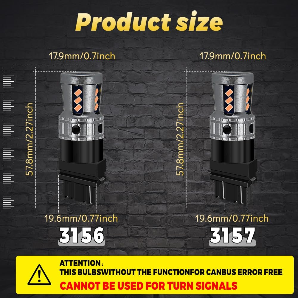 Blyilyb 12V-48V 3157 3156 4157 3457 Amber Color LED Reverse Lights Bulb Turn Signal Light Backup Light LED Replacement for Car RV Truck Pickup Light Bulbs (Pack of 2)