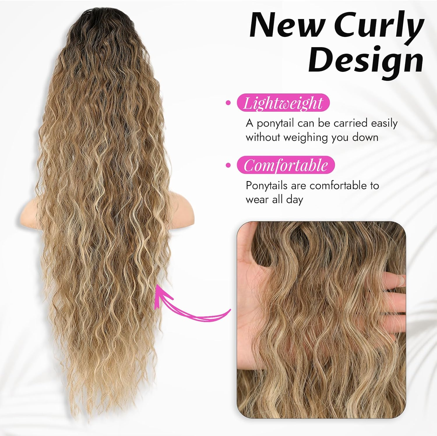 Isaic Material Introduction: Our Claw Ponytail Extensions Are Made of Premium Synthetic Fibers, Safe, Comfortable and Beautiful, You Can Handle Them With image number 3