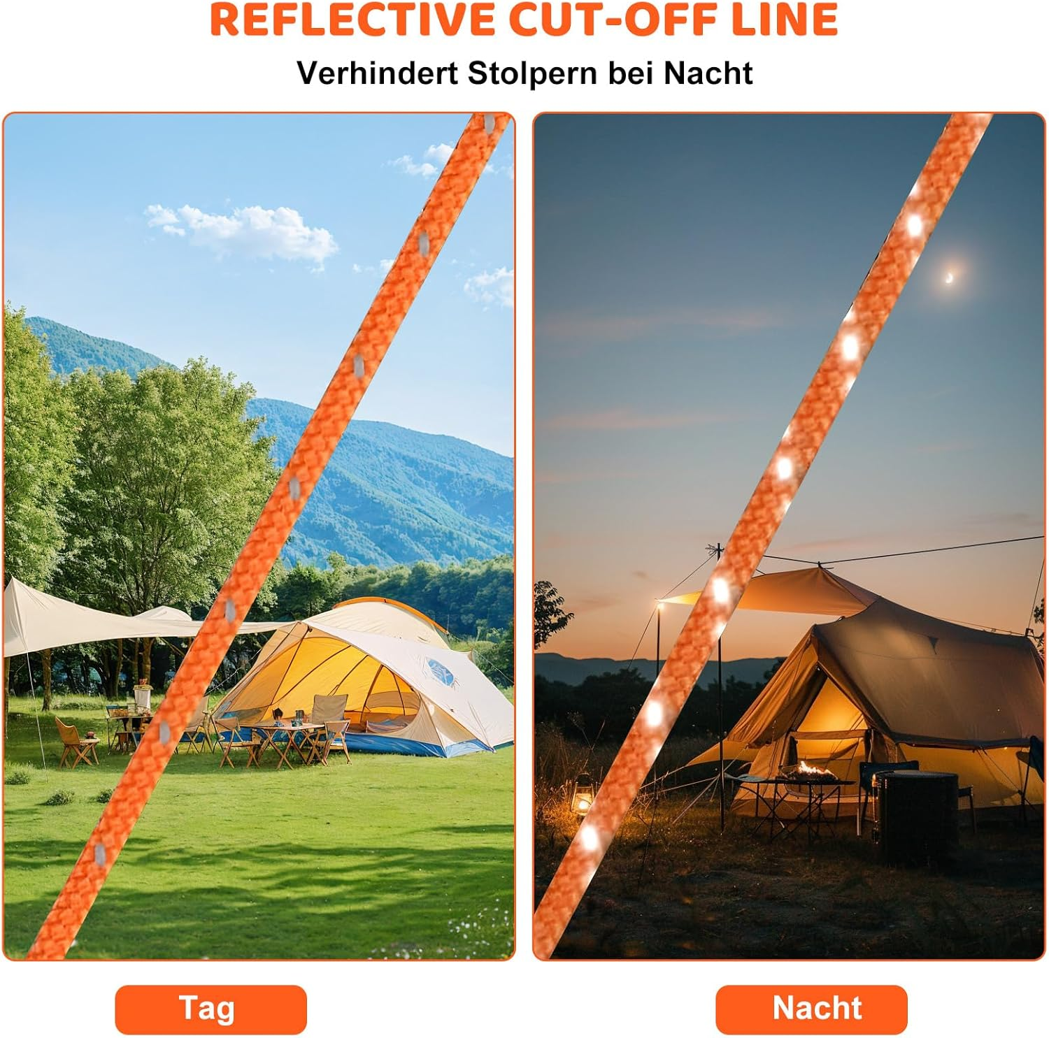 Pack of 6 Rope Ratchet with Hooks, Reflective Guy Ropes, Rope Ratchet Hanger Hanger, Diameter 4 Mm Rope Ratchet with Hook, Rope Ratchet for Tents, Fans, Plant Lights, 150 Lb 3.12 Ft/4M-O image number 5