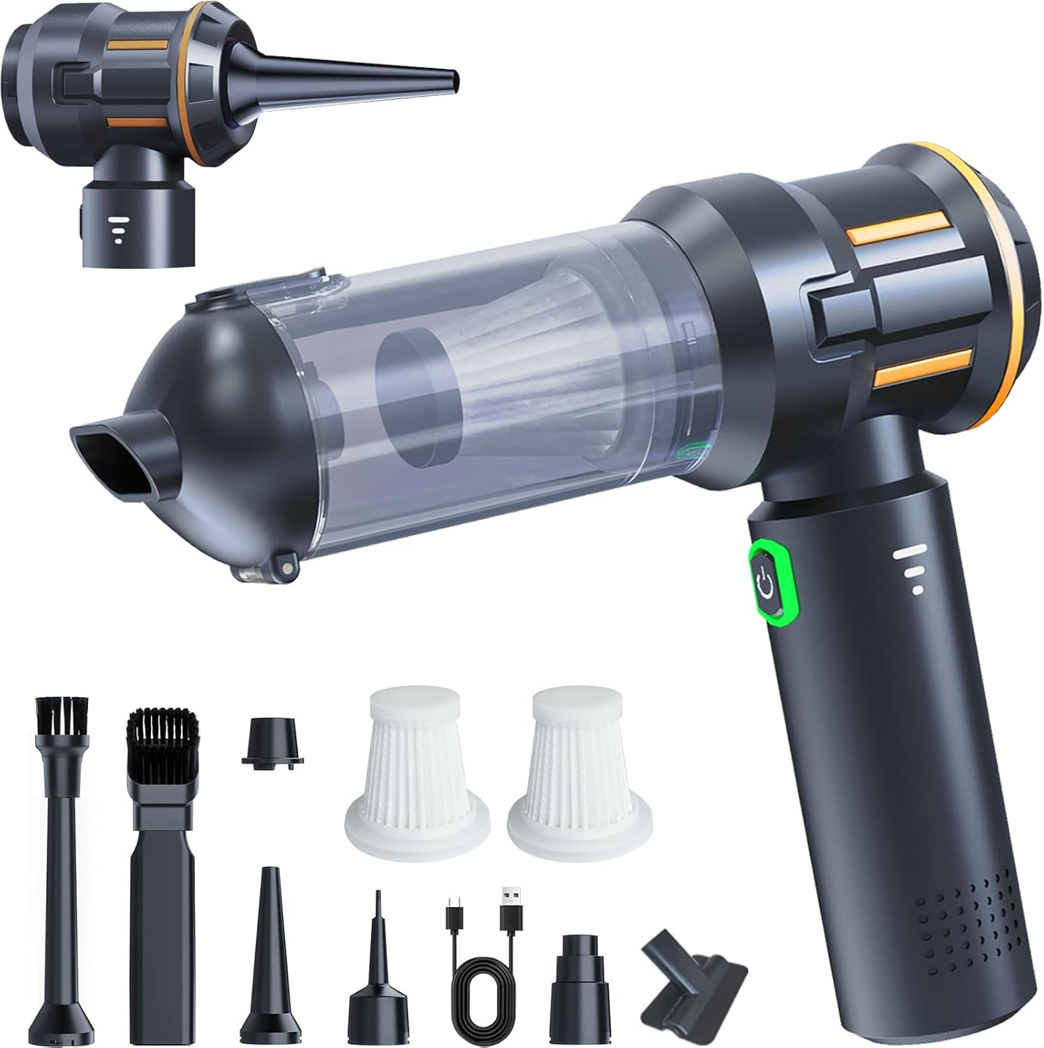 Adraxus Handheld Mini Vacuum Cordless - 25000 Powerful Strong Cyclonic Suction Cordless Cleaner: Air Duster with Cleaning Gel, Ideal for Car, Home, Pet, Office image number 5