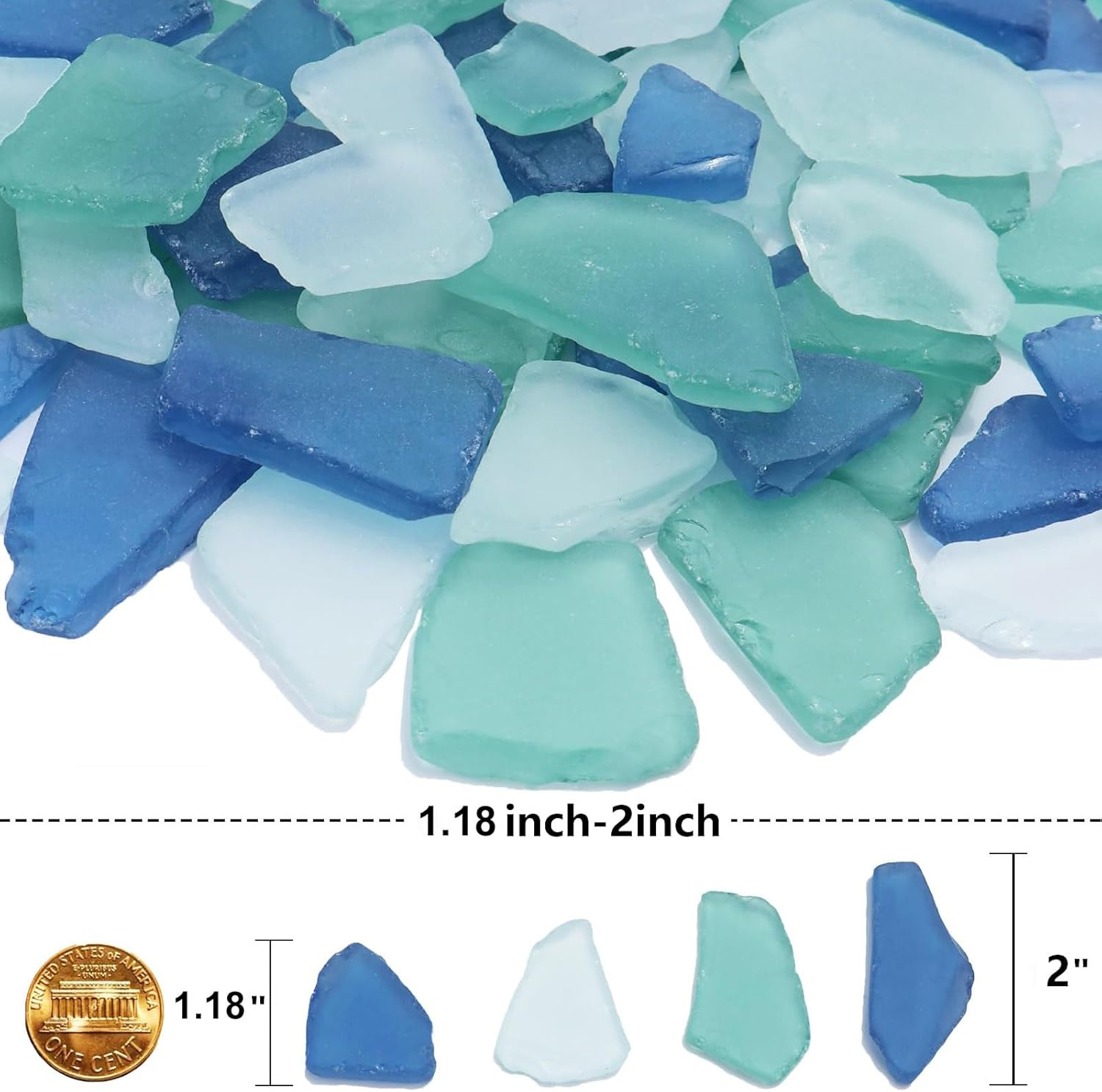 Sea Glass for Crafts,12 Oz Flat Frosted Seaglass Pieces Decor,Diy Art Supplies,Vase Filler and Aquarium Ornament Crushed, for Beach Wedding Party and Home Decor image number 3