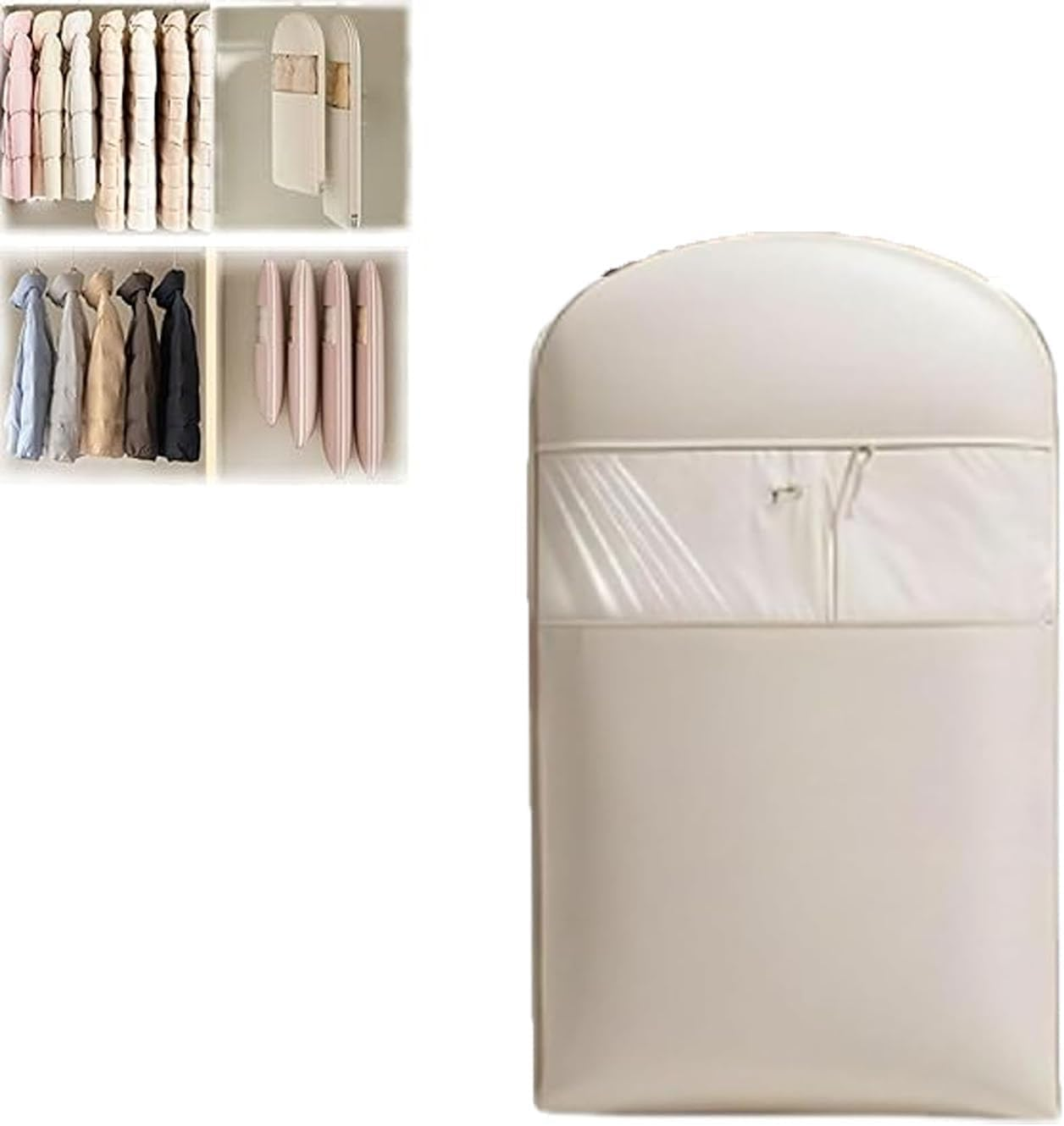 Space Saving Hanging Garment Bag with Self Compression Zipper, Otherwise Garment Bag, Dust Cover Clothes Bags for down Coat (Pink, Small)