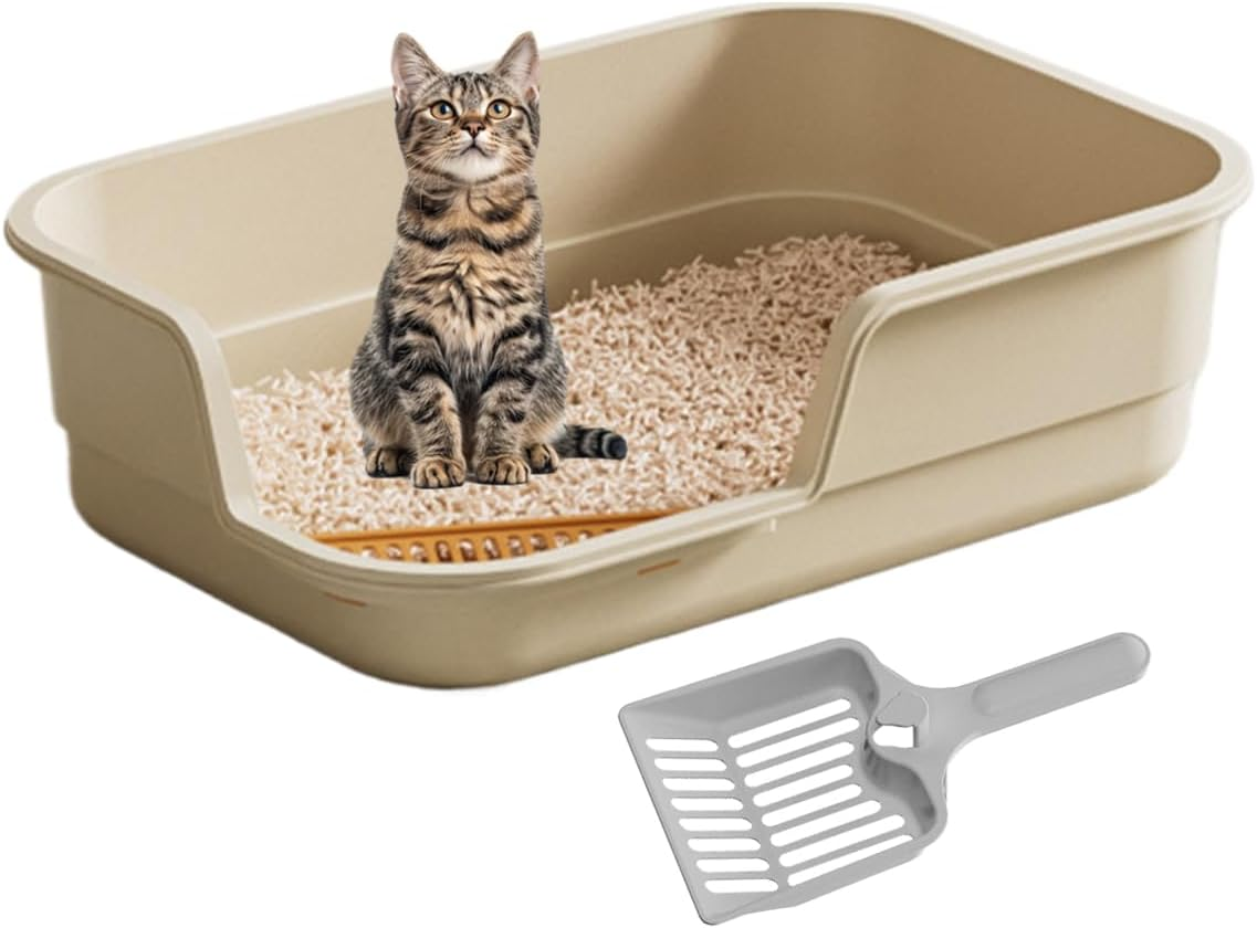 Cat Litter Box, High Hips Low Entry, High Edge Cat Litter Box, Indoor Kittens Elderly Animals Home Office Apartment Hotel Living Room Balcony image number 6
