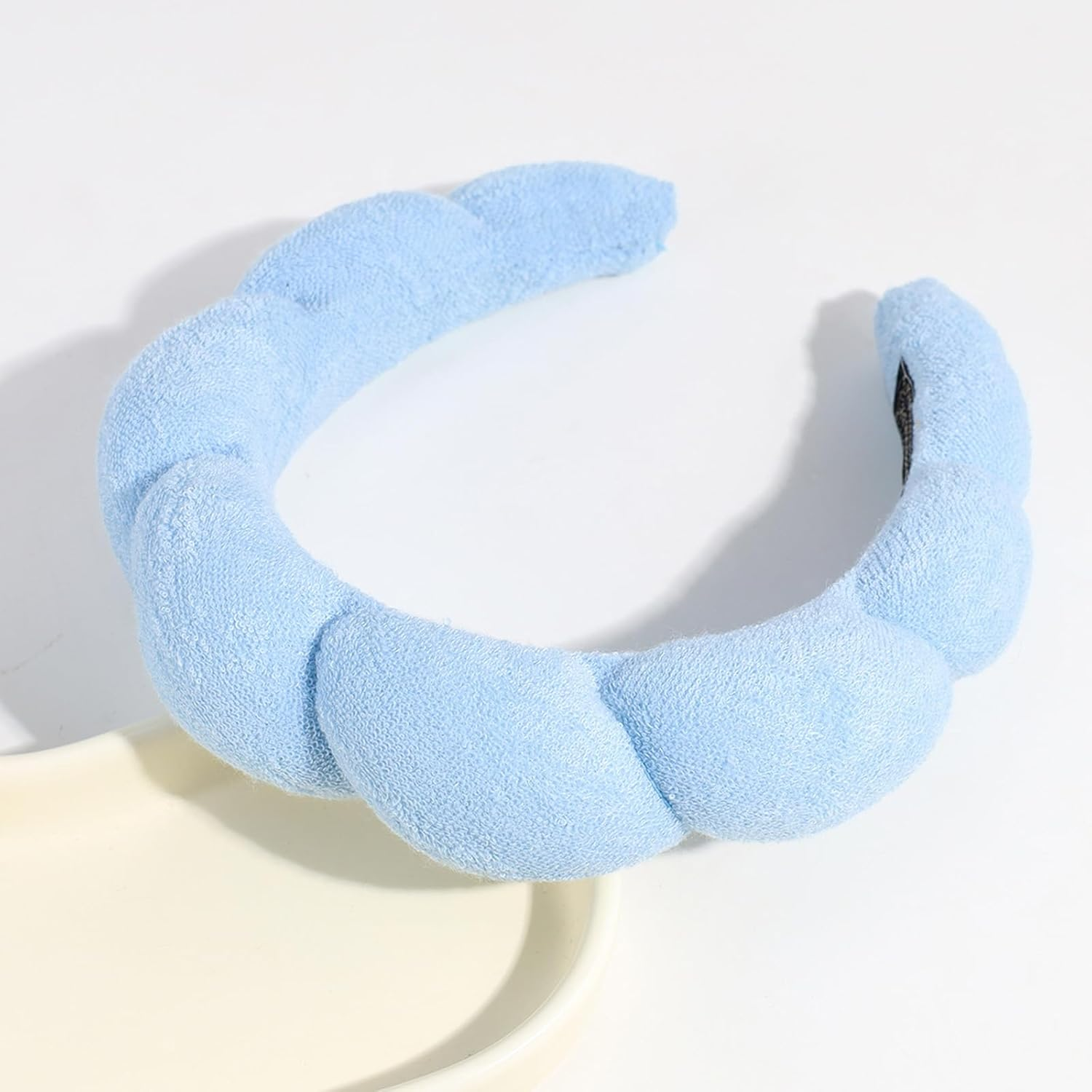 TYSSELY Spa Headbands for Washing Face, Makeup Headband, Skin Care Headbands, Bubble Facial Headband, Towel Headband,Hair Band Puffy Headband for Wome - Blue image number 5