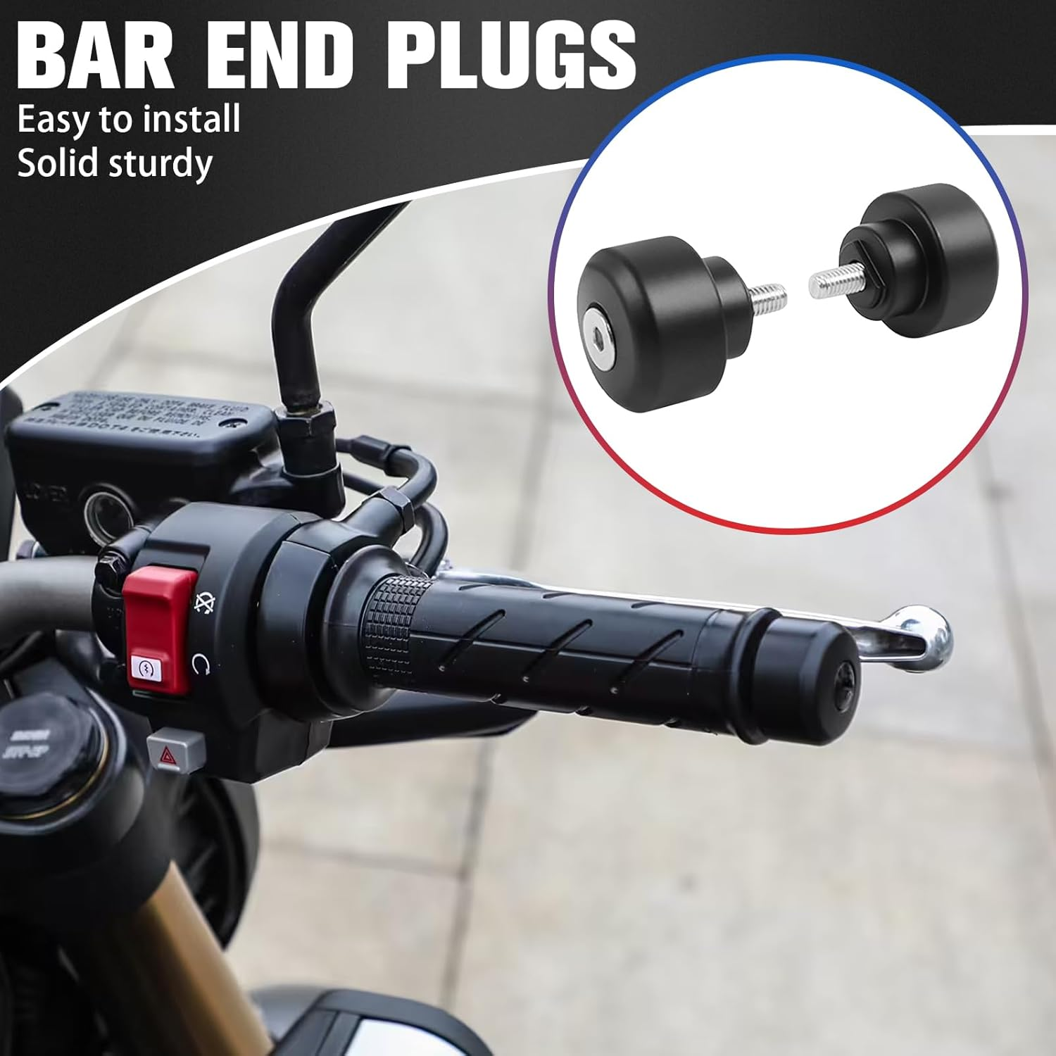 WORLDMOTOP Motorcycle Handle Bar End Grips Plug Weights Hand Grips Plug Caps Replacement for Honda CB650F CB 650 F 2018-2025 CB650R CB 650 R 2019-2024 image number 2