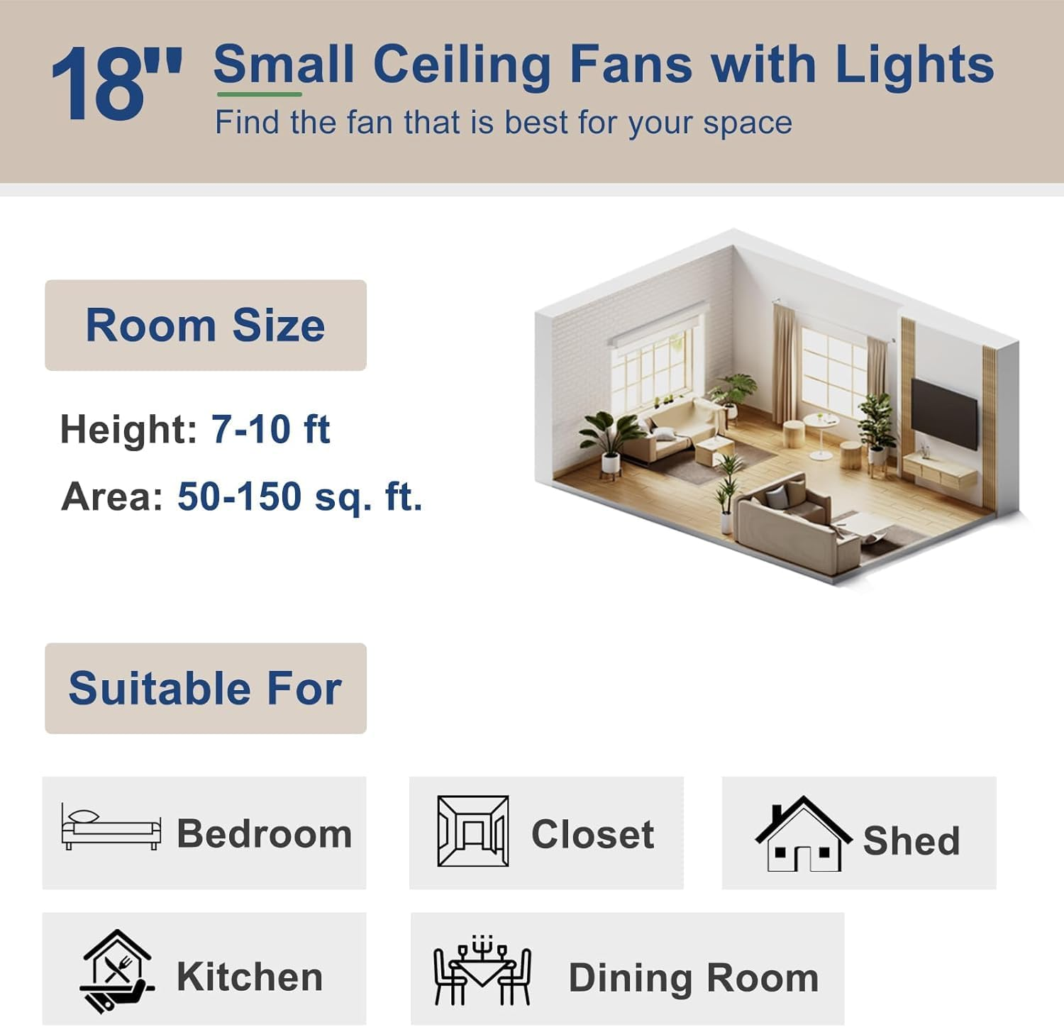 Socket Fan Light, Ceiling Fan with Light and Remote, 18" LED Fan Light Bulb for Bedroom, Kitchen, Living Room, 3 Fan Speeds and 3 Lighting Modes image number 3