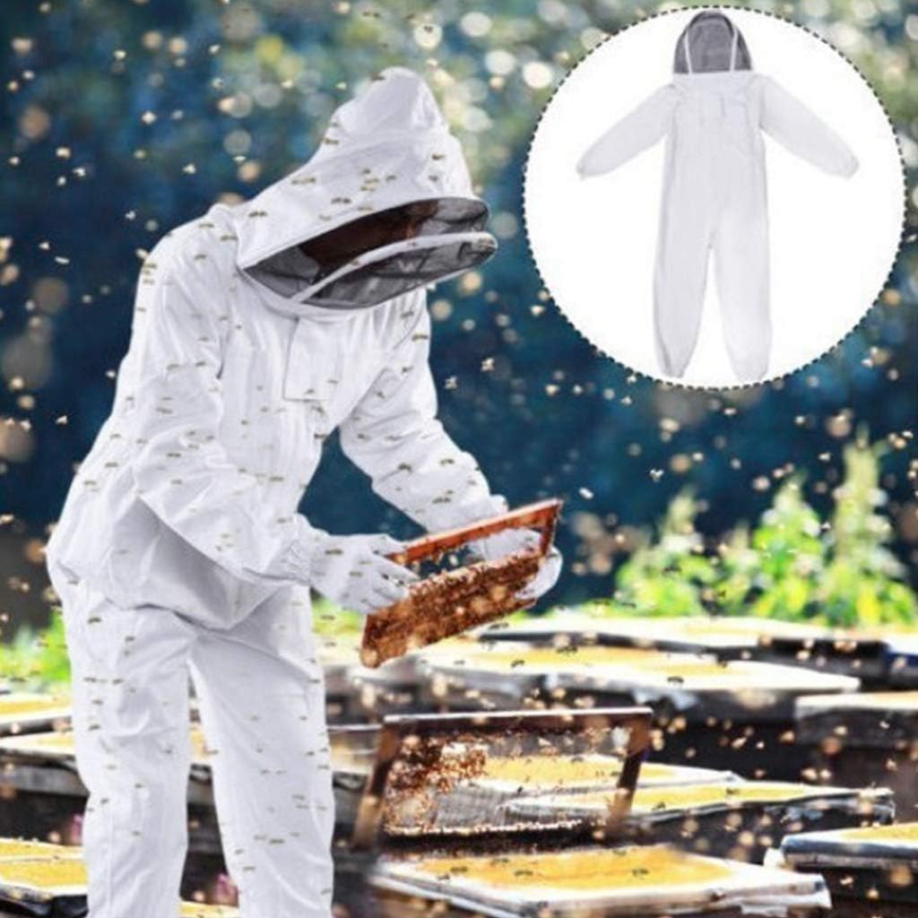 Oshhni Beekeeper Suit Bee Keeping Hooded Beekeeping Suit Jacket White, White, L image number 2