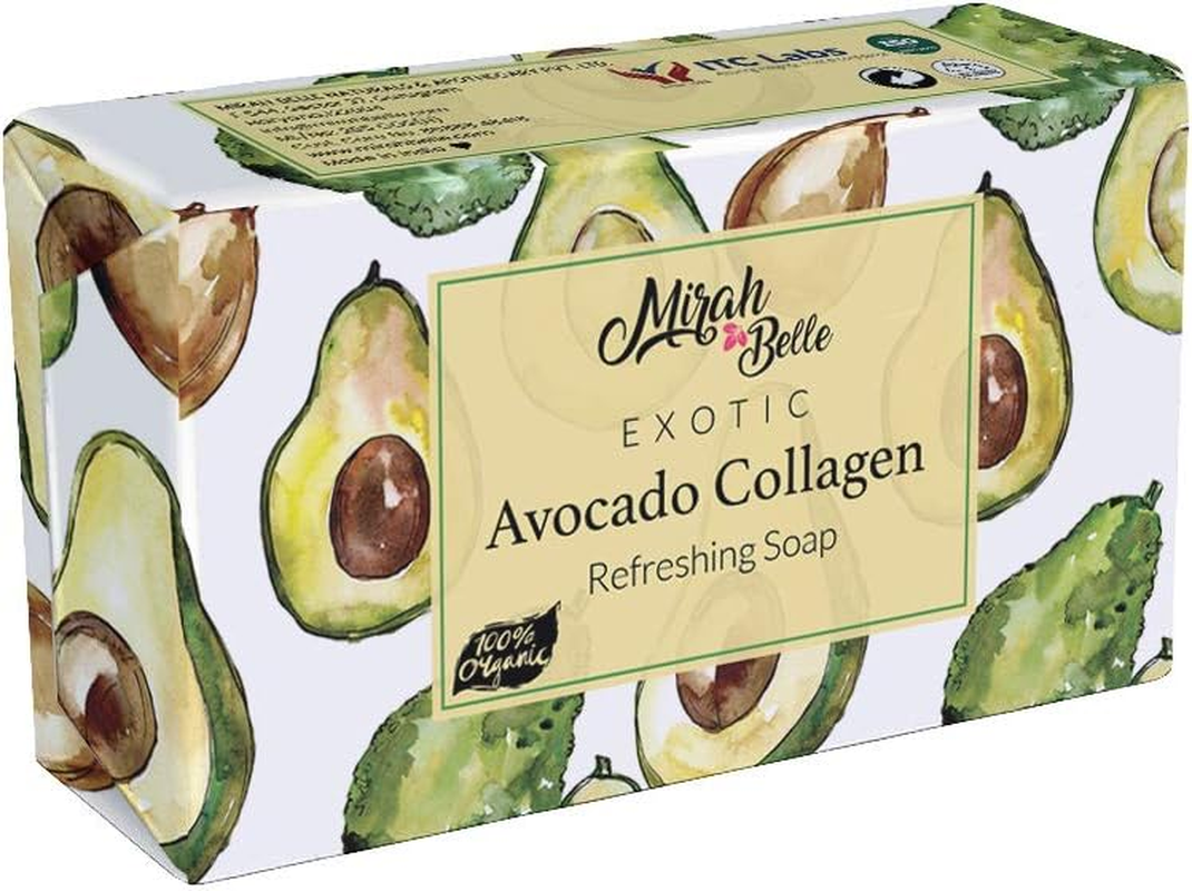 Mirah Belle - Organic Avocado Collagen Soap Bar - (Pack of 3-125 GM) - Best for Anti-Aging, Skin Tightening, Smoothening - Good for Dull and Aging Skin - 375 Gms image number 1