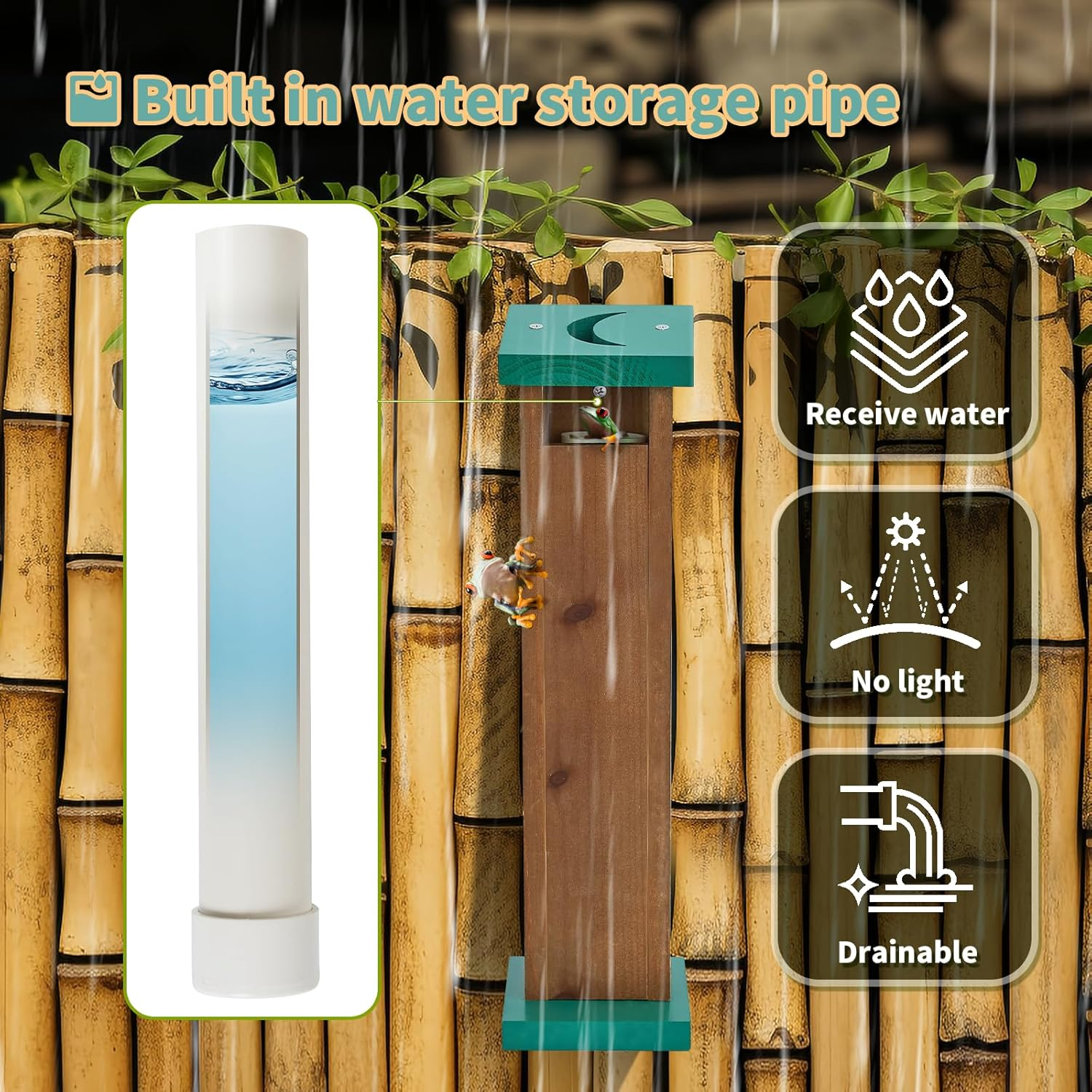 Tree Frog House for Many Species of Tree Frogs, Deluxe Wood Tree Frog Nest Frog Habitat Frog Shelter for outside Garden, Indoor Breeding (Brown) image number 6