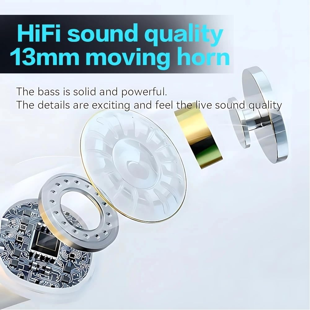 Bluetooth 5.3 Sleep Headphones Invisible Mini Headphones LED Display Waterproof Wireless Headphones for Samsung Huawei (White)