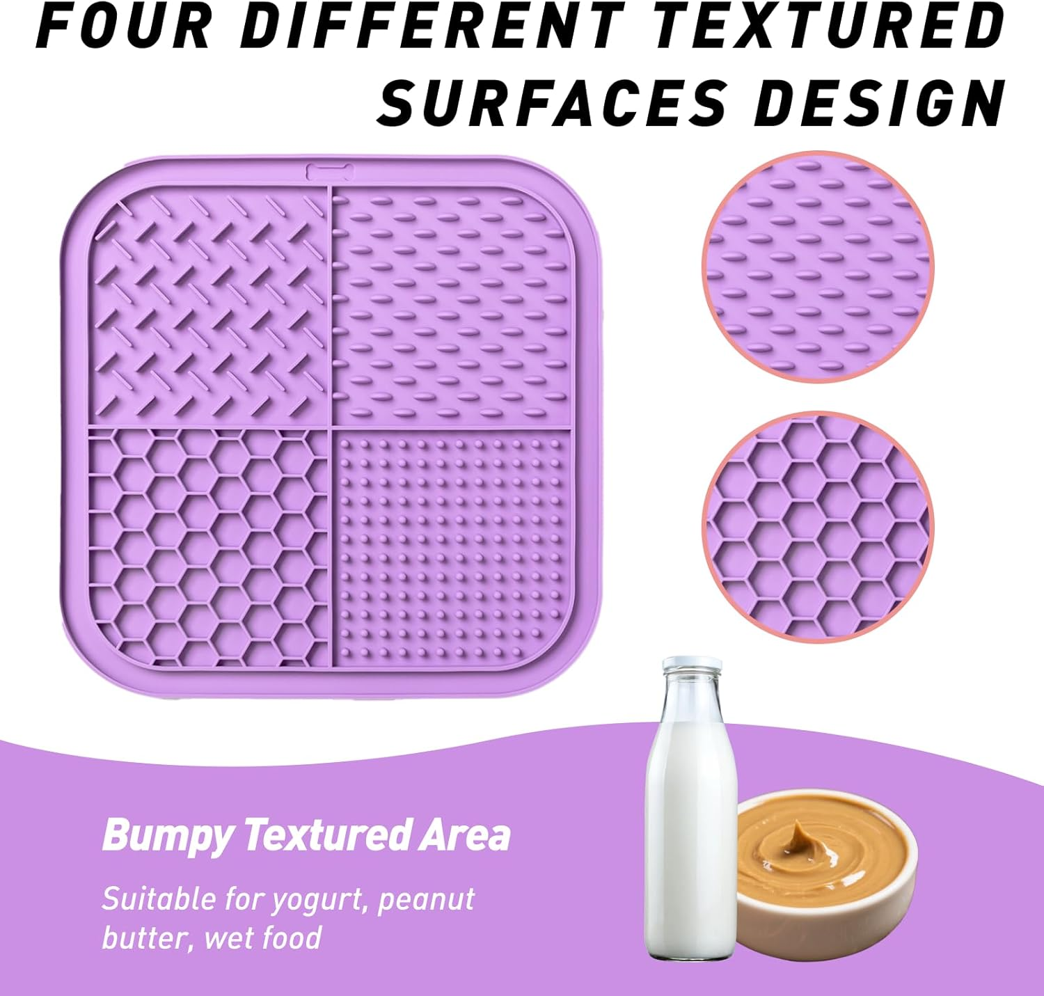 Lick Mat for Dogs & Cats (2 Pack) with Suction Cups, Anxiety Relief, Dog Toys for Bathing & Grooming, Comes with Silicone Scraper, Peanut Butter Licking Pad for Dogs and Cats, Helps Calm Pets