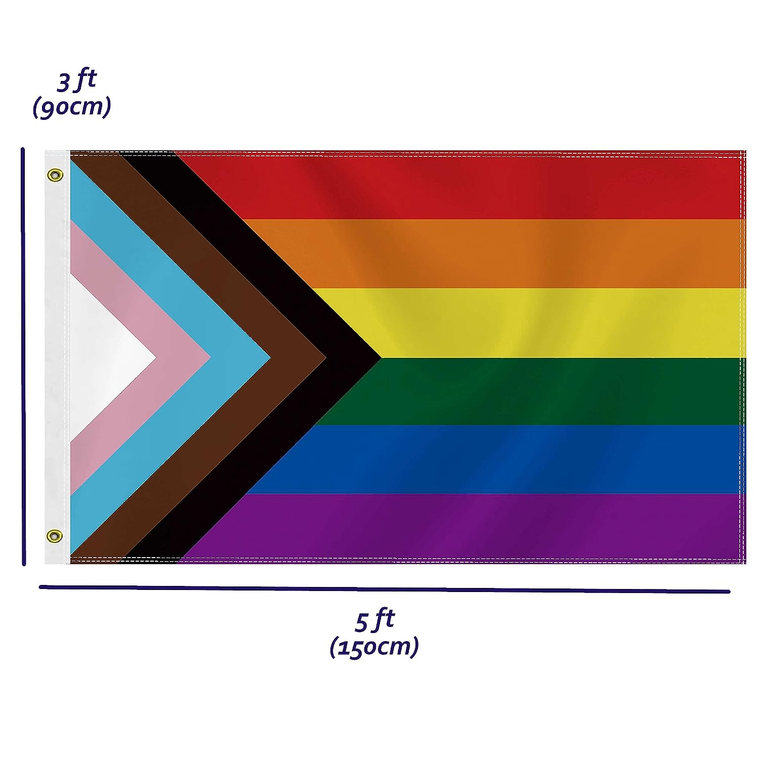 Large Progress Pride Flag,3X5 FT Lgbtq Rainbow 75D Outdoor Banner,Inclusive Lgbt Gay Lesbian Decor for Garden Yard Car Truck with Brass Grommet image number 2