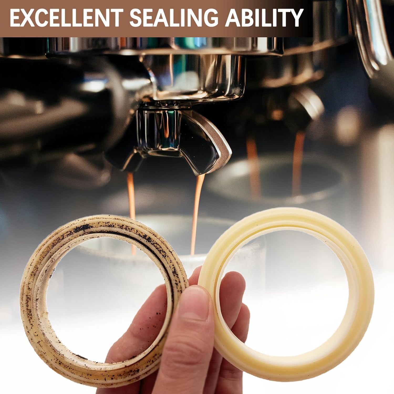 2PACK Group Head Seal Compatible with Breville Espresso Machine Parts Accessories, Breville BES 878/870/870XL/860/880/810/840/450/500 54Mm Gasket Replacement Steam Ring with Installation Tool image number 2
