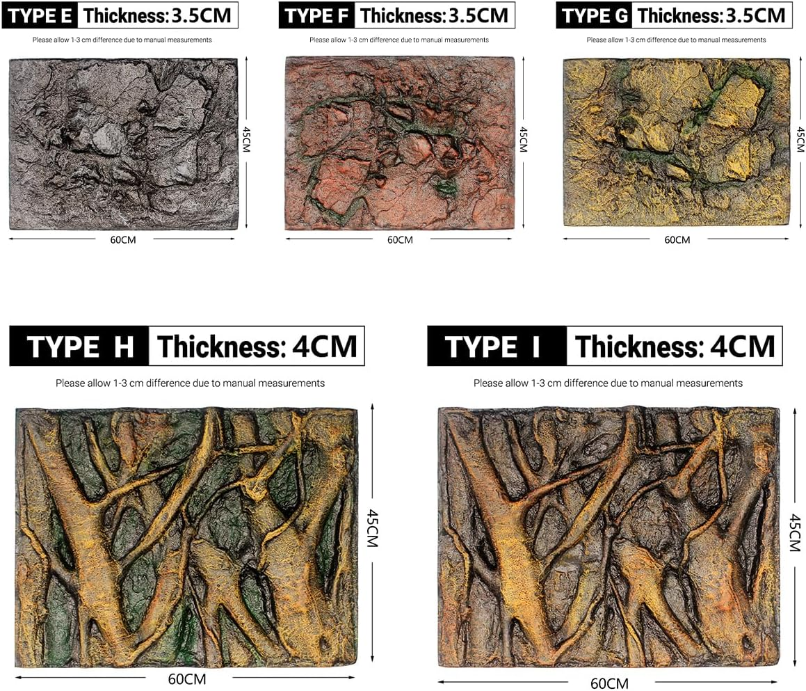 AIMALL 3D Foam Backgrounds for Pet Reptile Tanks, 9 Styles Available, Durable and Non-Toxic Habitat Decoration, Sizes up to 23.6X17.7 Inches - D image number 4