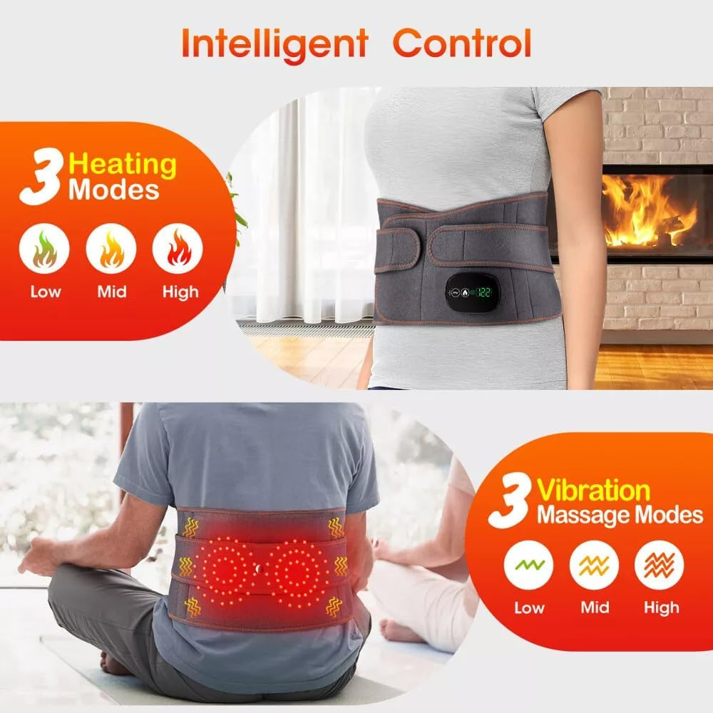 Electric Heating Vibration Waist Massager Back Belt Pain Relief Therap LCD Touch image number 4