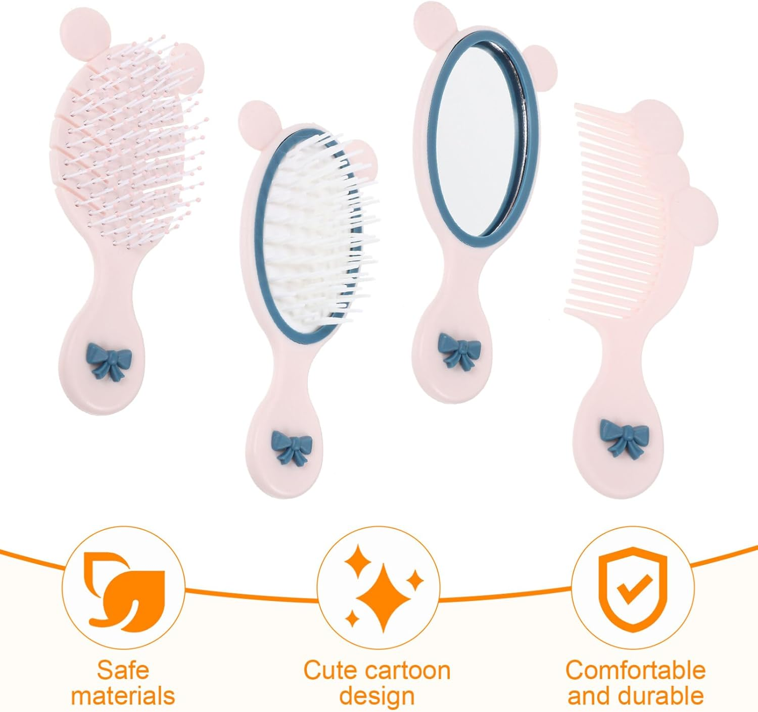 FRCOLOR Toddler Hair Brush Set Comb Styling Brush Mirror Handheld Perfect Hair Care for Girls image number 2