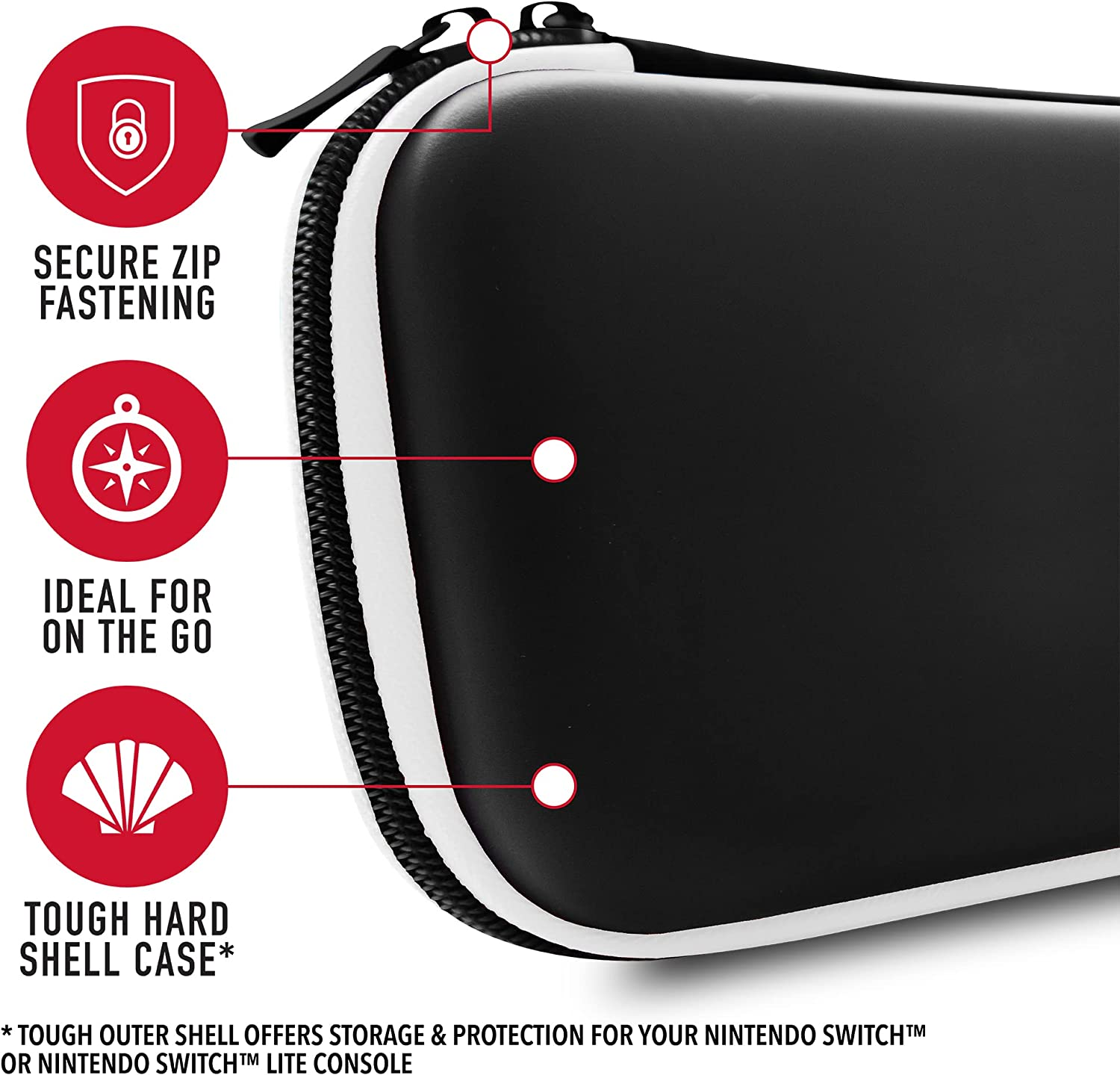 4Gamers Premium Travel Kit for Nintendo Switch & Switch Lite - Black/White image number 4