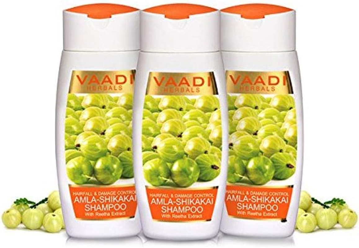 Vaadi Herbals Organic Shampoo Amla Shikakai Reetha - anti Dandruff, Hair Fall & Damage Control - Paraben & Sulfate Free - Suitable for All Hair Types - Value Pack of 3 X 110 Ml image number 4