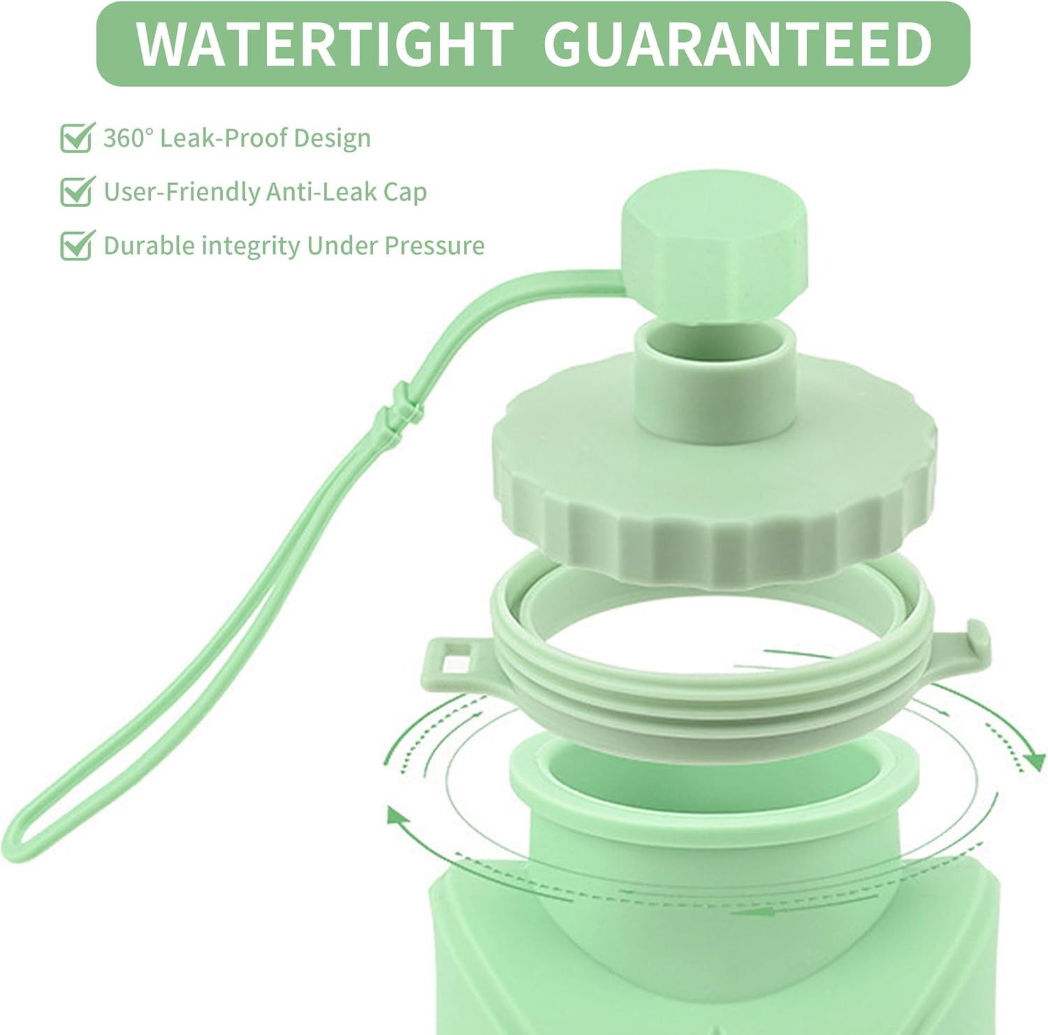 Collapsible Water Bottle 20.3 Oz, Leak Proof Lid Reusable, Bpa-Free Silicone Collapsible Travel Water Bottle for Hiking, Outdoor Sports, Gym, Camping image number 1