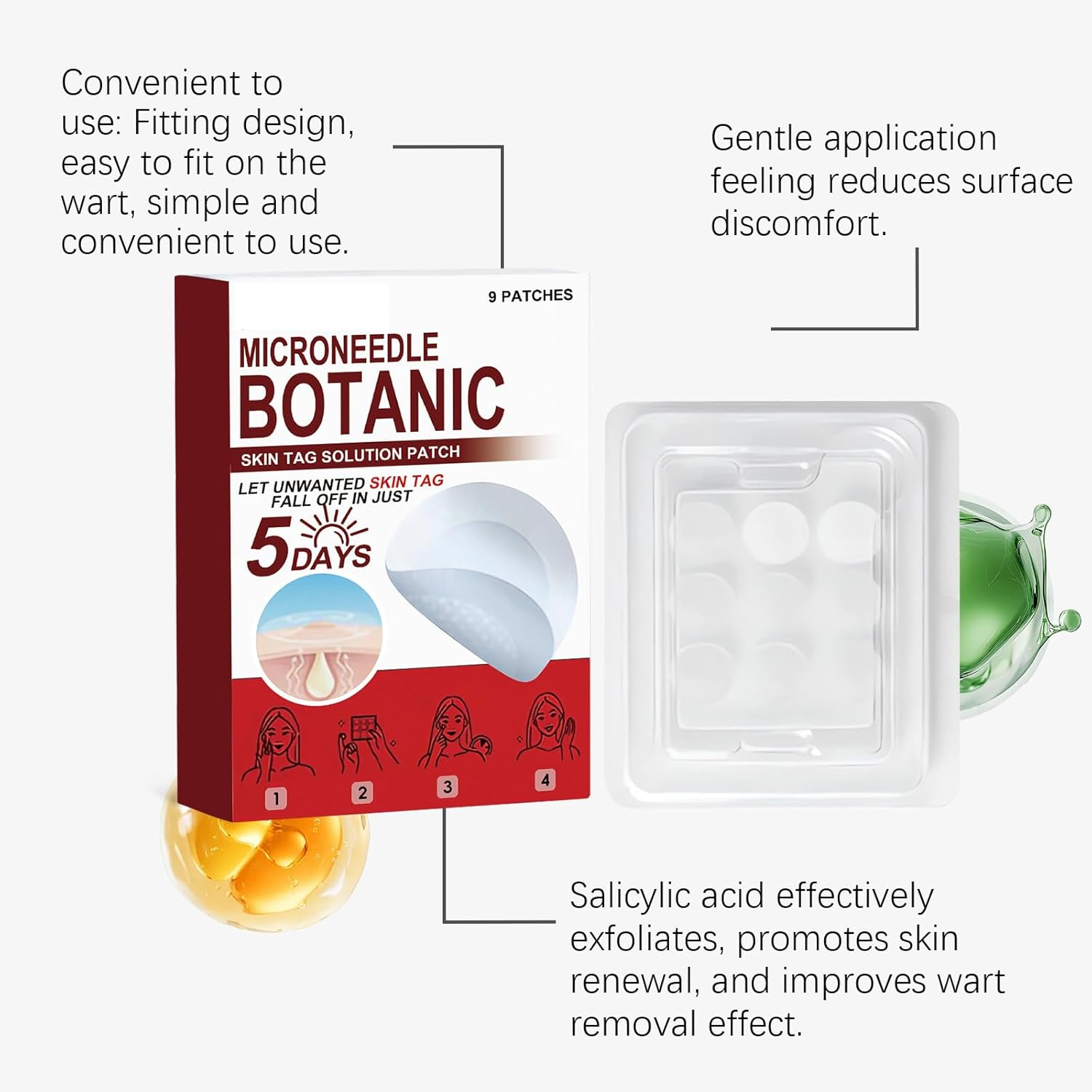 18Pcs Microneedle Skin Tag Patches &ndash; Gentle Microdarts with Plant-Based Formula, Sweatproof Daily Care Stickers for Face & Body, Comfort Fit for Sensitive Skin Designed for Daily Use（2 Pack） image number 2