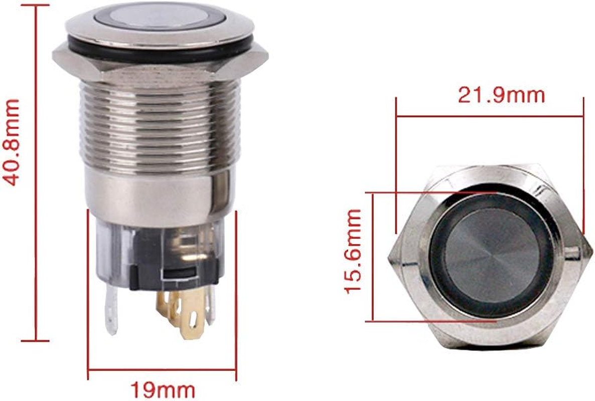 E Support 19Mm 12V 5A Power Symbol Angel Eye Halo Car Blue LED Light Metal Push Button Toggle Switch Socket Plug Wire