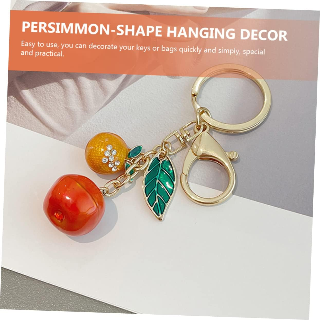 2Pcs Key Chain Pendant Decorative Keychain Accessories Backpack Fruit Pendant Keychain Charms Car Key Chains Car Rhinestone Ornament Crystal Child Bulk Bags image number 5