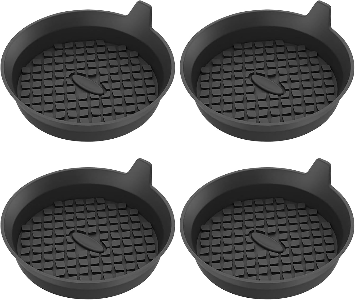 4 Pcs Car Cup Holder Coasters, Universal Non-Slip Silicone Coasters, Recessed Automotive Cup Holder Inserts, Waterproof Auto Cup Mats (Black) image number 1