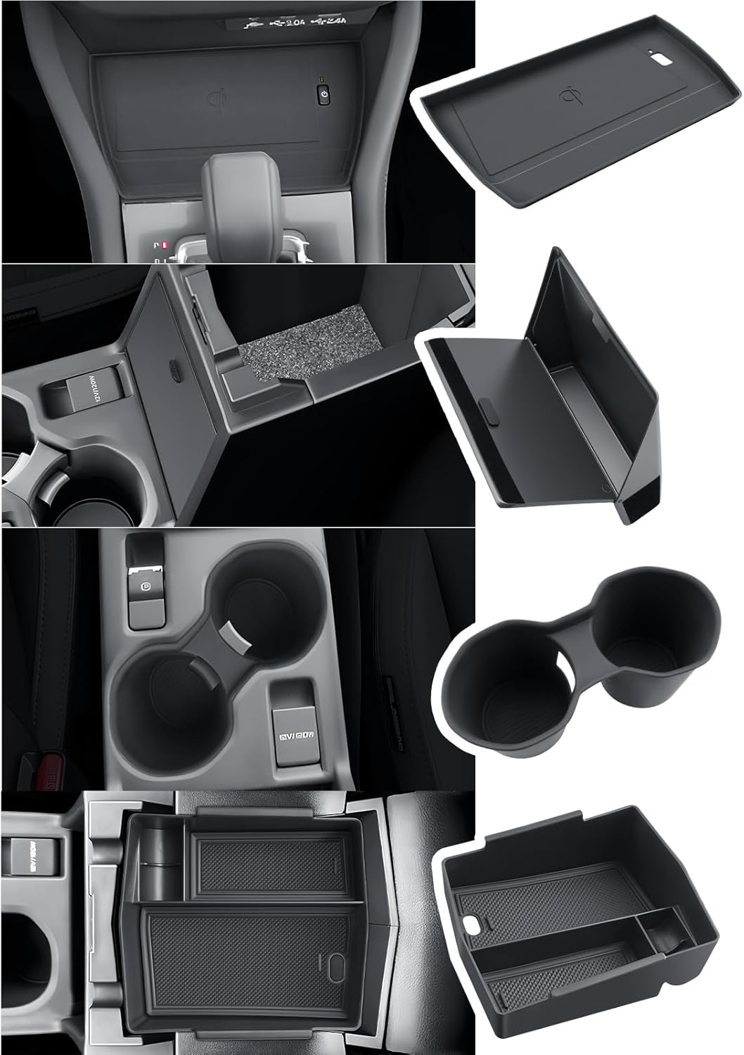 BIBIBO for 2025 Subaru Forester Center Console Organizer 2025 2026 Subaru Forester Console Armrest Tray+Cup Holder +Wireless Charging Mat 2025 Forester Insert Organizer 2025 Forester Accessories