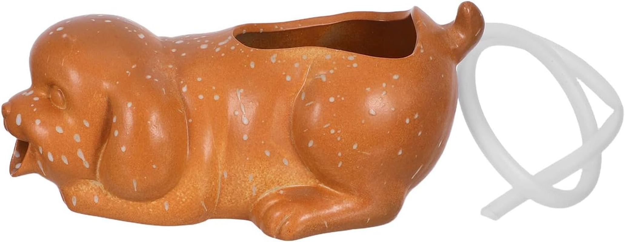 Ceramic Fish Fountain Spitter Dog Statue for Aquarium and Garden Tabletop Waterfall Decor Enhancing Fish Activity and Water Circulation Indoor Outdoor