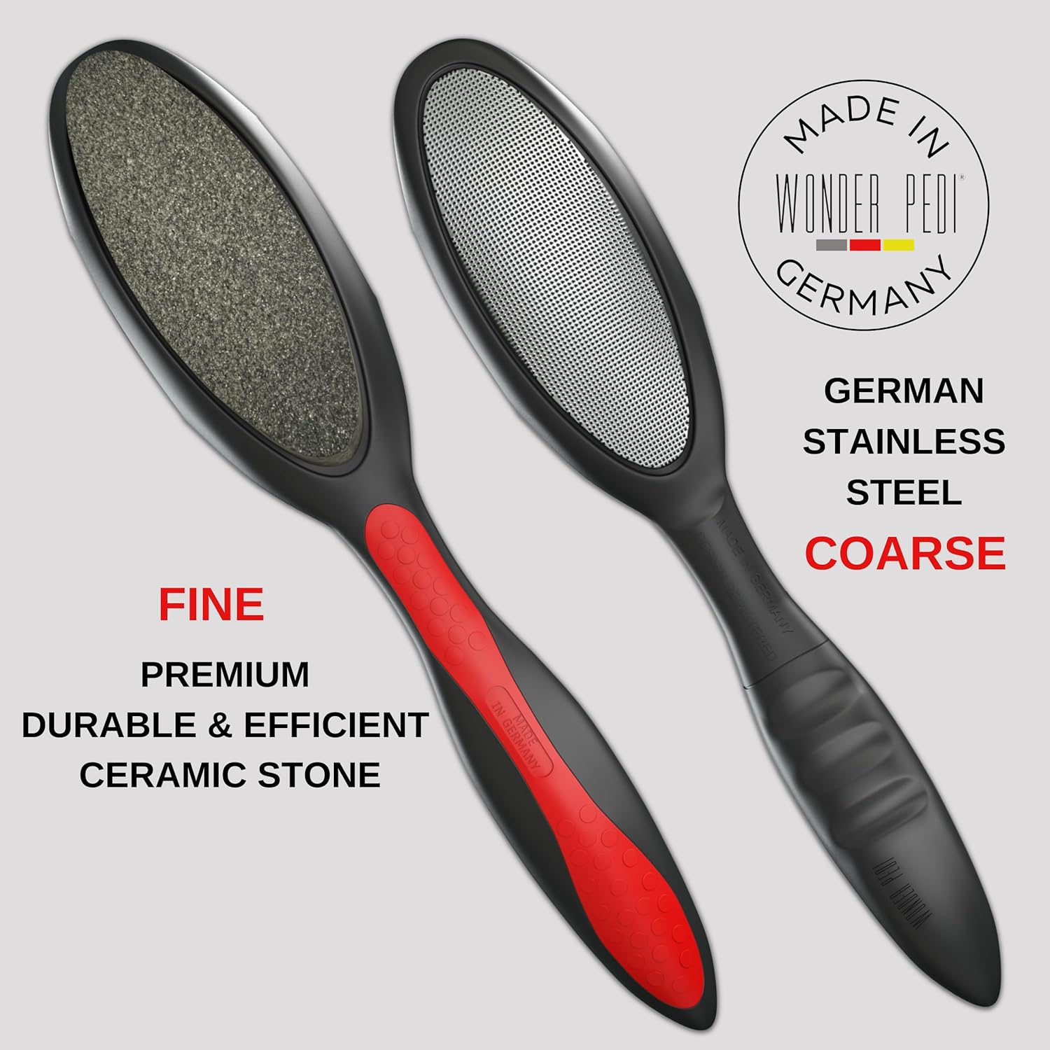 Double-Sided Metal Ceramic Foot File, Foot Callus Remover, Made in Germany, Feet Scrubber Dead Skin, Heel Scraper for Cracked Heel Repair, Professional Foot Rasp