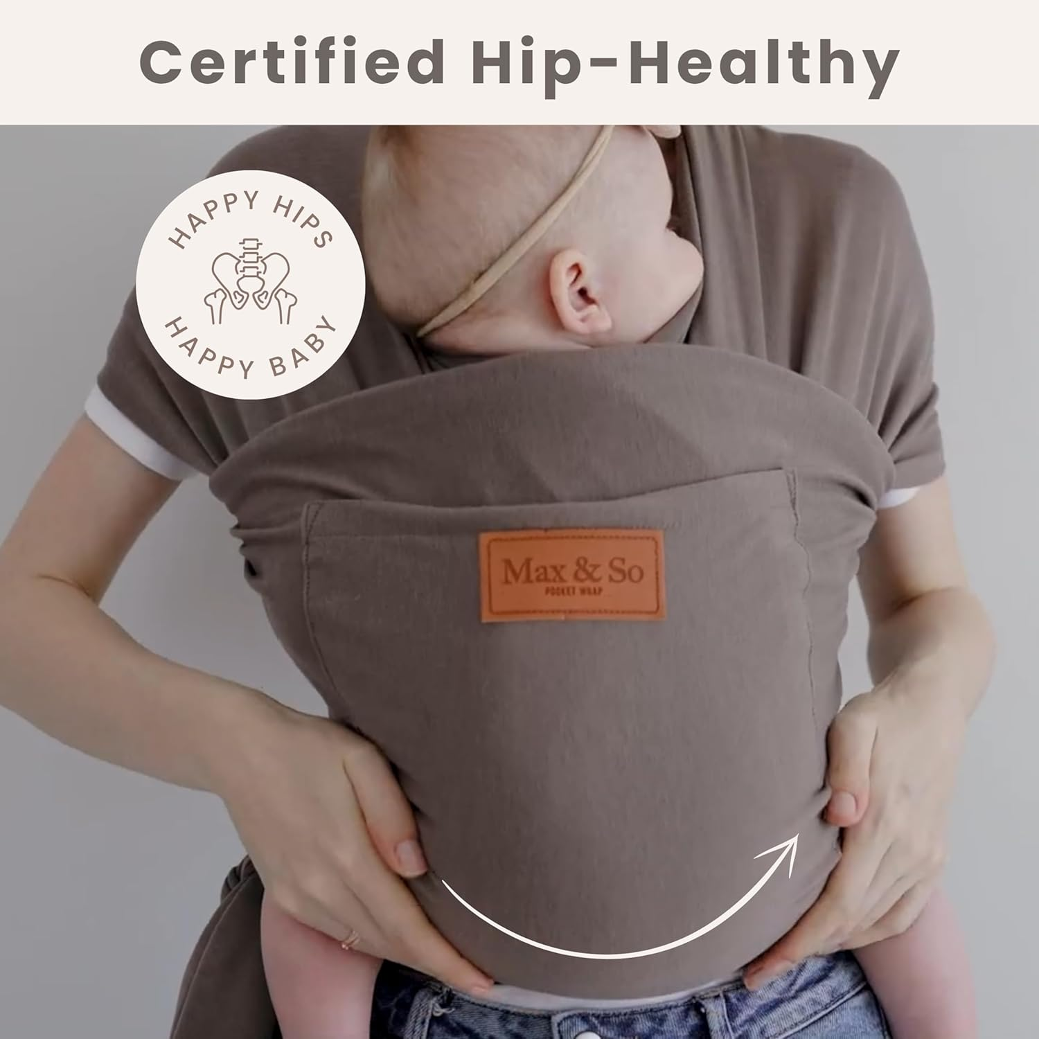 Baby Wrap Carrier - Premium Cotton Baby Carrier Wrap for Newborn to Toddler- Infant Carrier for Babies 8-35 Lb - Baby Holder One Size Fits All with Front Pocket by Max&So image number 1