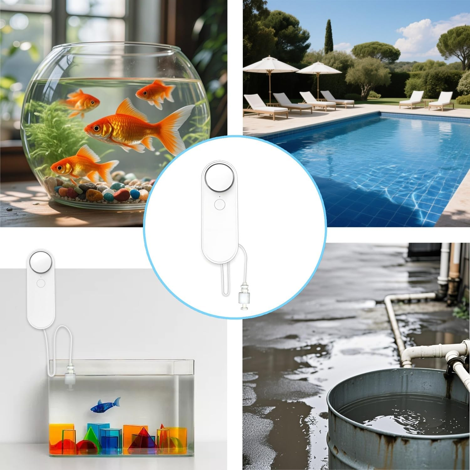 Lancoon Wifi Water Level Detector Tuya Smart Sensor Alarm Dual Probe Loud Volume APP Alert Monitoring with 6.5 Feet Detection Line for Swimming Pool Fish Tank Aquarium - Water Level Probe image number 4