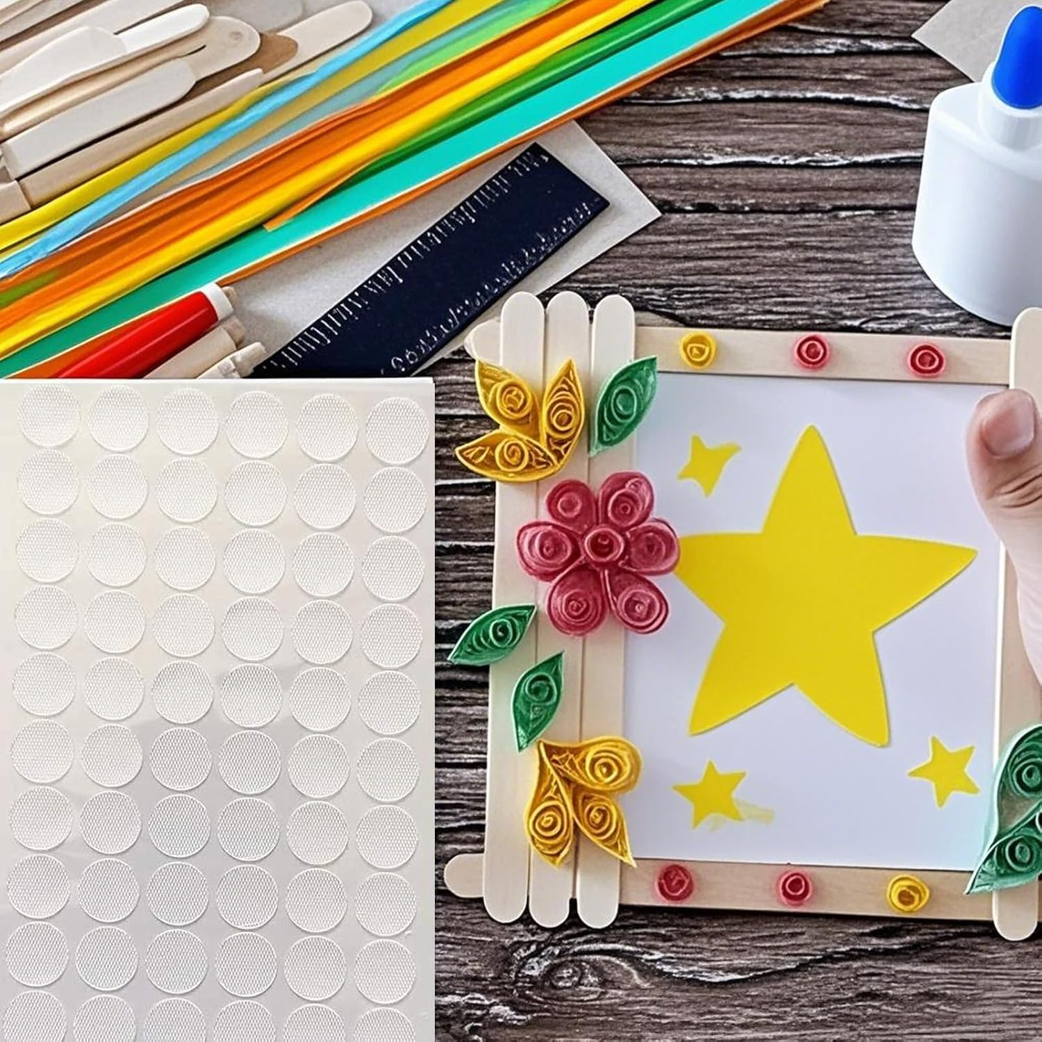 216 Pairs Transparent Sticky Dots - 1.5Cm Hook & Loop Fastener, Multi-Purpose for Arts & Crafts, Classroom Displays, Home Organization - Reusable & No Residue Fastener image number 3