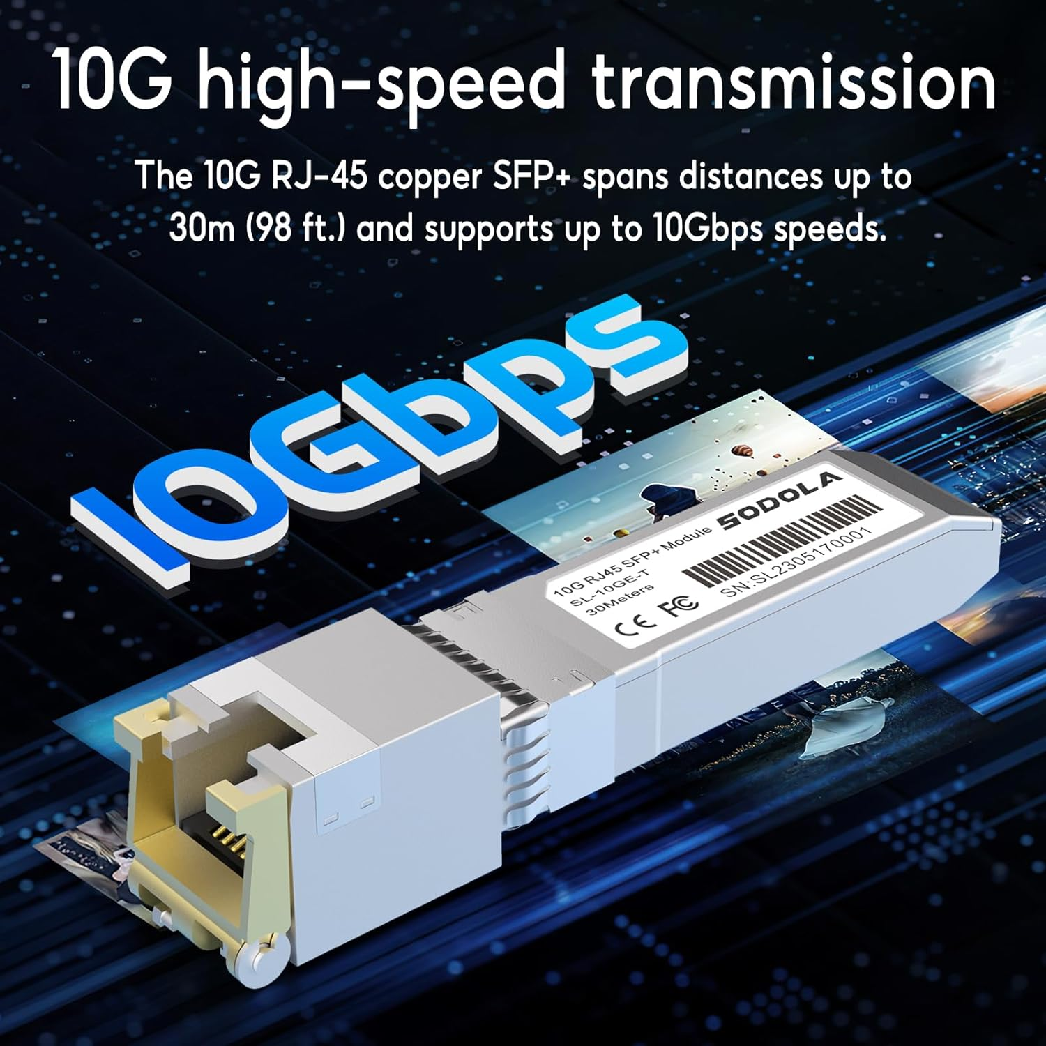 SODOLA 10Gbase-T RJ45 SFP+ Module, 10G SFP+ RJ-45 Copper Transceiver for SODOLA, SFP to Ethernet, Plug and Play,Hot Pluggable,Up to 30M Distance Copper SFP Modules (1 Pack) image number 3
