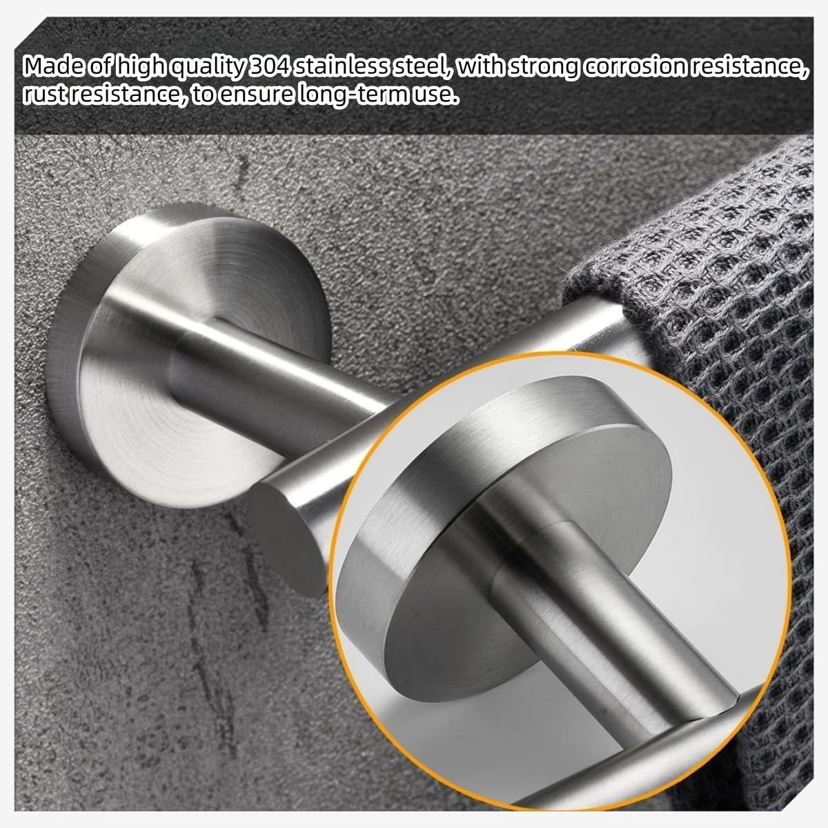 Towel Bar Wall Mounted, Stainless Steel Towel Racks for Bathroom, Includes Wall Mounting Hardware for Bathroom, Kitchen, Bedroom Wall Mounted - Single Layer Shower Towel Hanger Rod(Brushed Nickel)