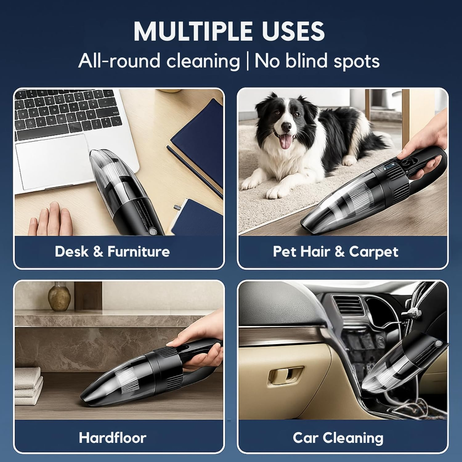 High-Power Cordless Car Vacuum Cleaner &ndash; Portable Handheld Mini Vacuum for Car and Suvs (Black), Lightweight, Portable Interior Cleaner for Cars & Home image number 6