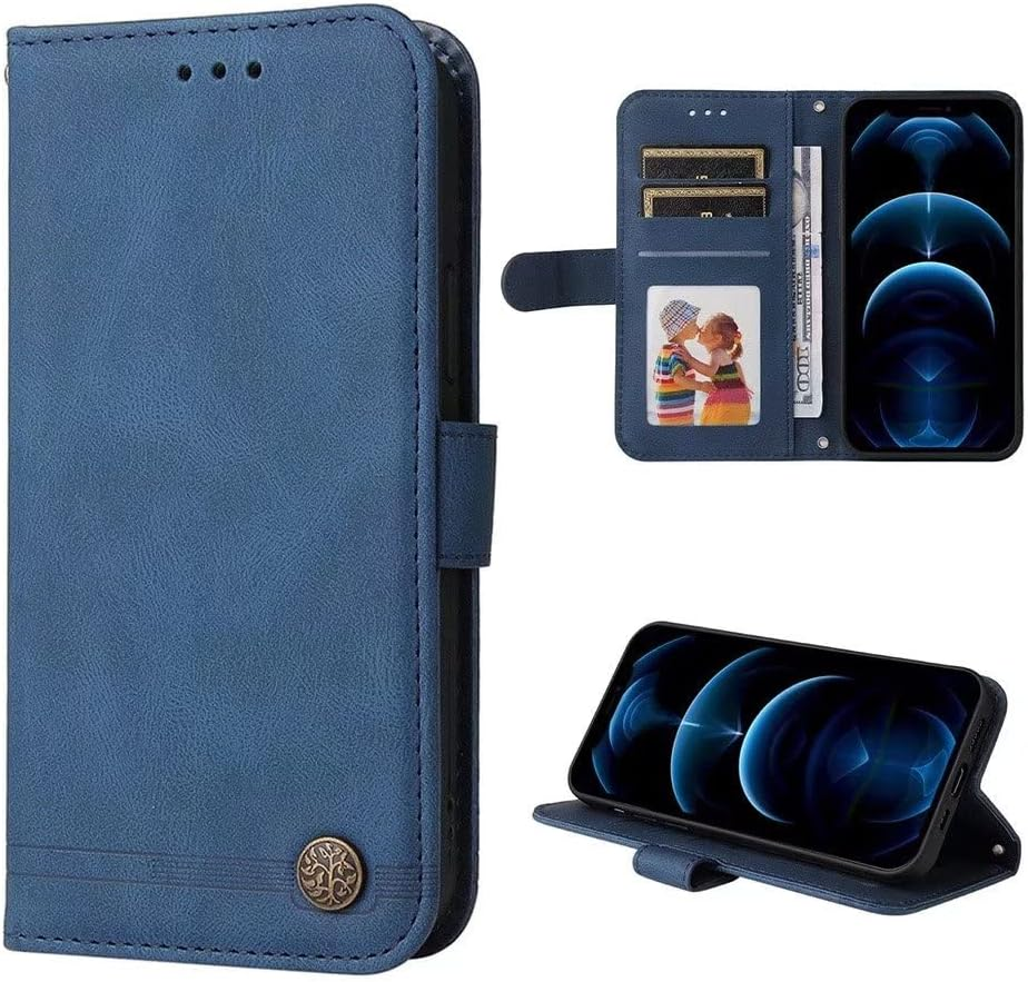 SEAHAI Case for Motorola Moto G75 5G Leather PU Wallet Folio Stand Cover, Ultra-Thin Shockproof Case Kickstand with Credit Card Slots TPU Shell Magnetic Close - Blue