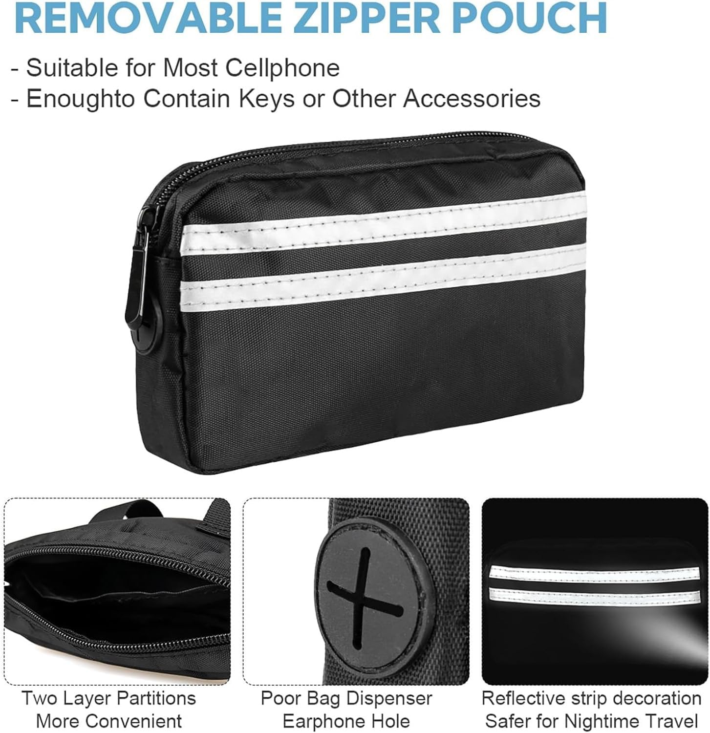 Vsgaalge Hands Free Dog Leash with Pouch, Retractable Bungee Waist Leash with Dual Padded Handles for Medium & Large Dog Training Walking Running Hiking Jogging (Double Leash) image number 3