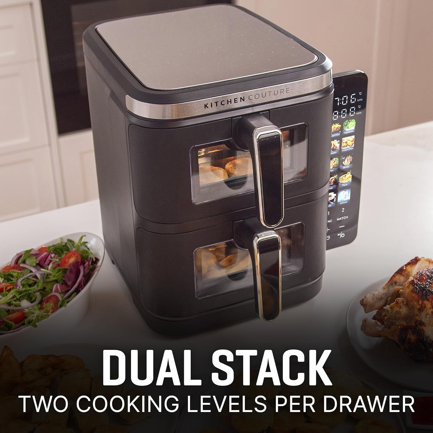 Kitchen Couture 11L Clear View Vertex Dual Draw Air Fryer image number 4