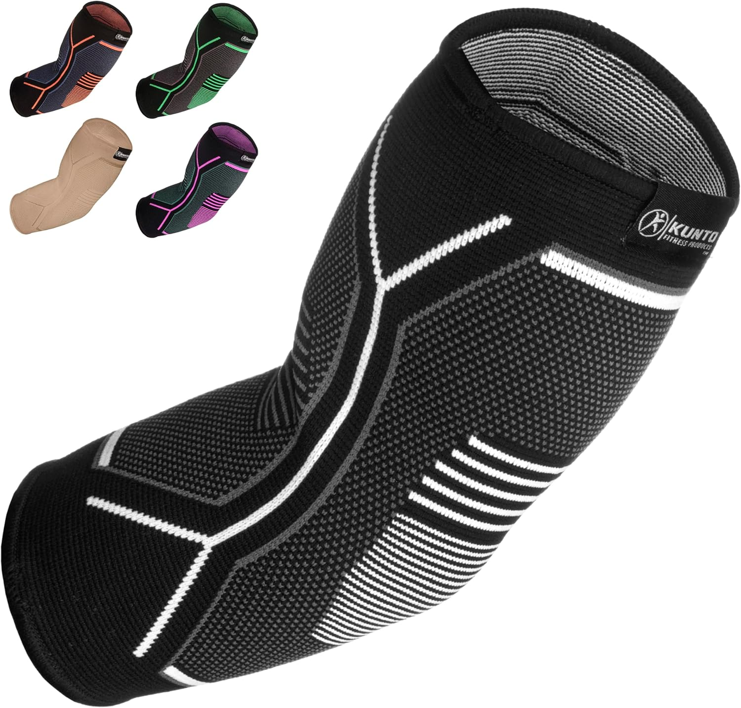 Kunto Fitness Elbow Brace Compression Support Sleeve for Tendonitis, Tennis Elbow, Golf Elbow Treatment - Reduce Joint Pain during Any Activity!